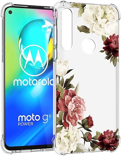 Miniatura 3 de Funda de teléfono para Moto G Power, Motorola G Power para niñas, a prueba de golpes, transparente, patrón floral, suave, flexible, funda protectora