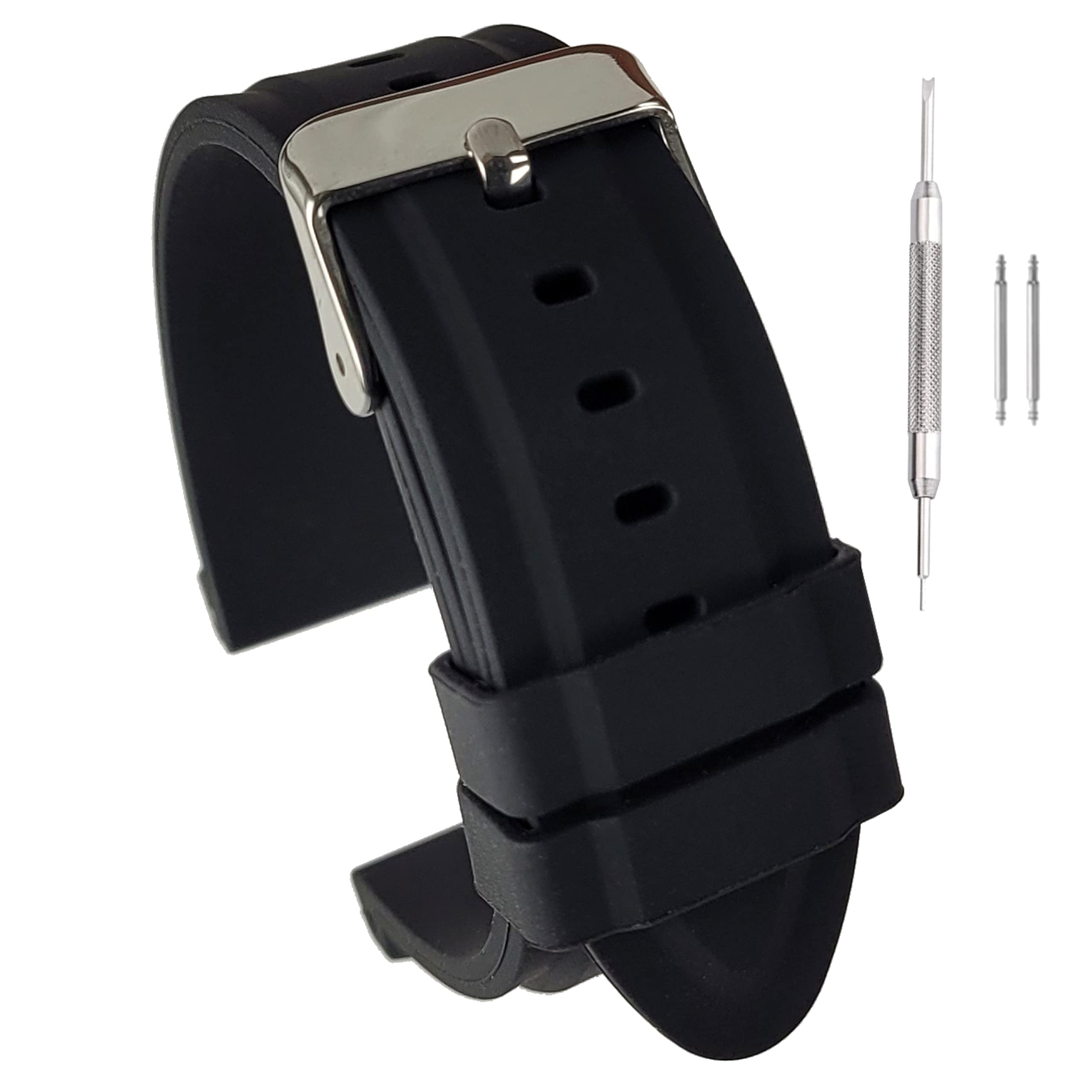 Buckle &amp; Stitch Cinturino Orologio Nido D'Ape - Gomma FKM 20mm/22mm Nero