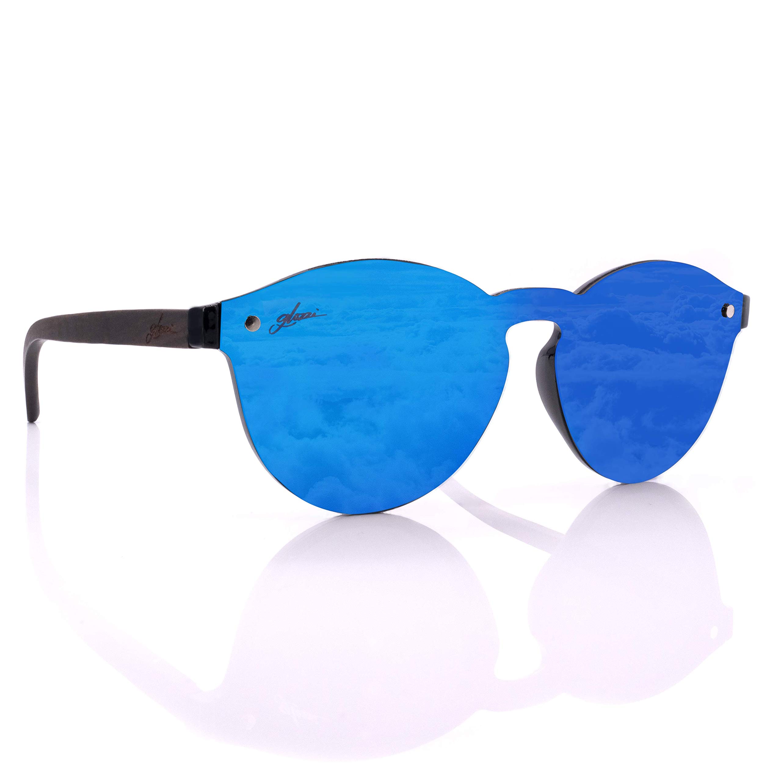 Sonnenbrille Damen Holz Polarisiert UV400 Rund mit Holzbügeln und Brillenetui aus Kork
