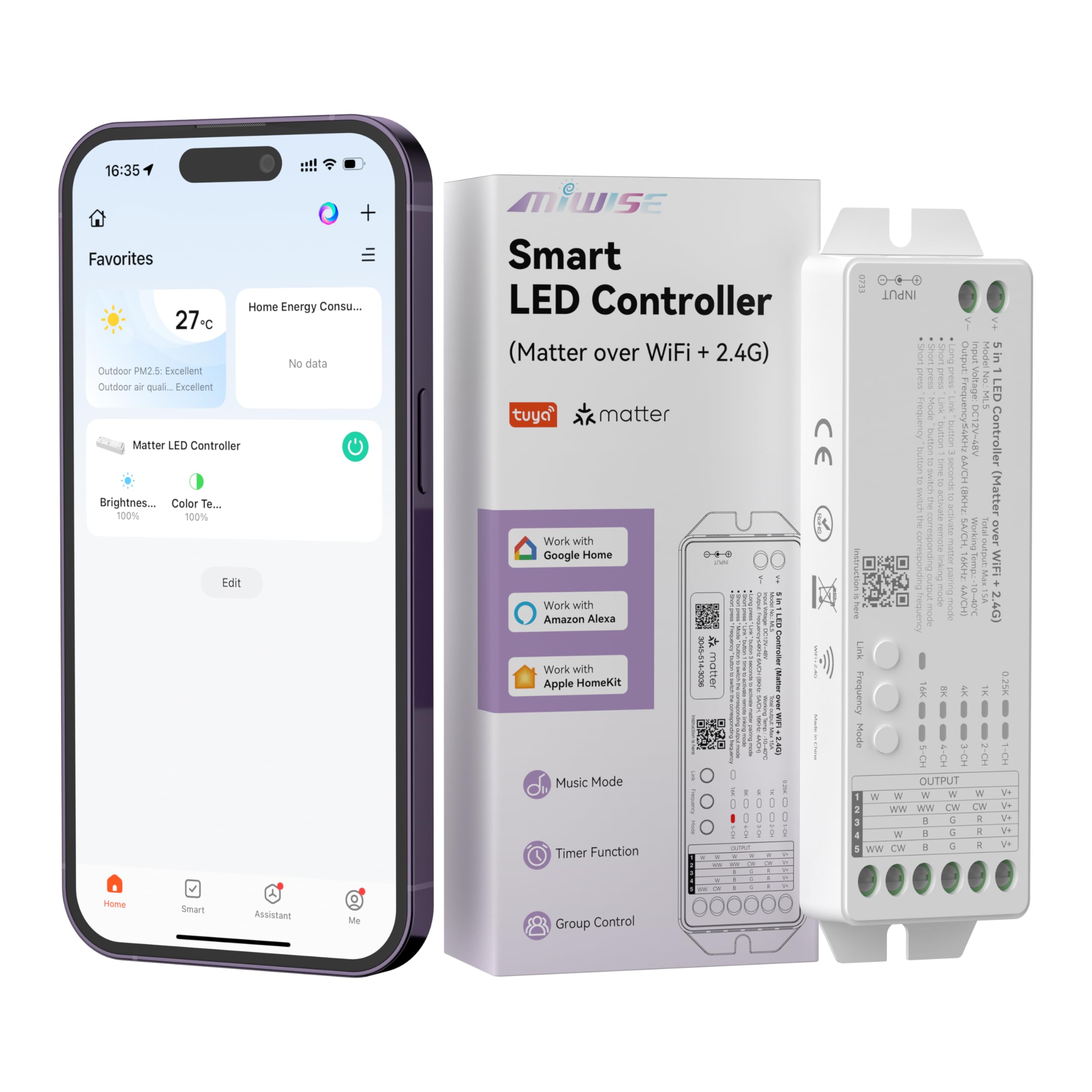 Amazon.com: MIWISE Matter LED Controller,Dimmable WiFi Controller