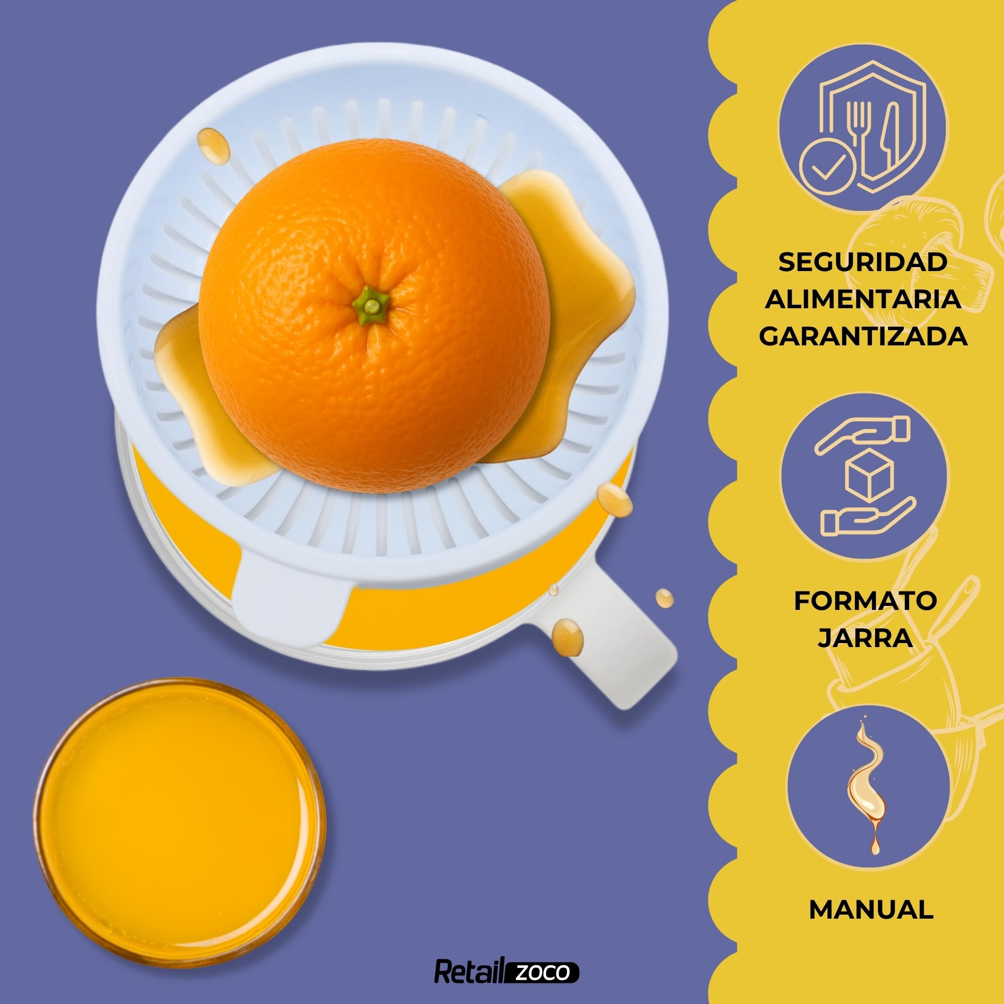 CHEFZOCO Exprimidor manual de plástico 600 ml para naranjas y limones transparente