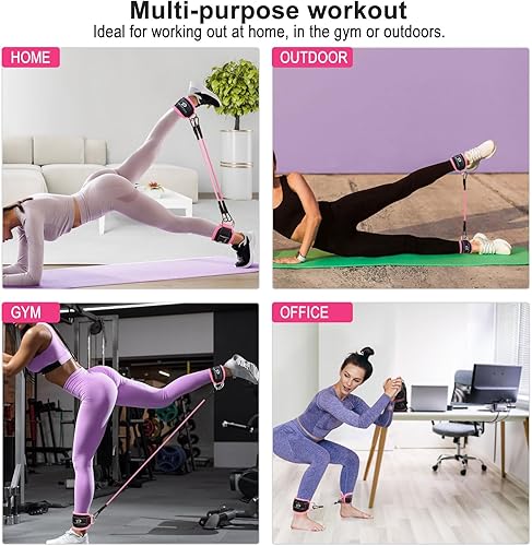 Miniatura 6 de Bandas de resistencia al tobillo con puños banda de correa de tobillo para mujer para entrenar - Bandas de resistencia de tobillo para glúteos,