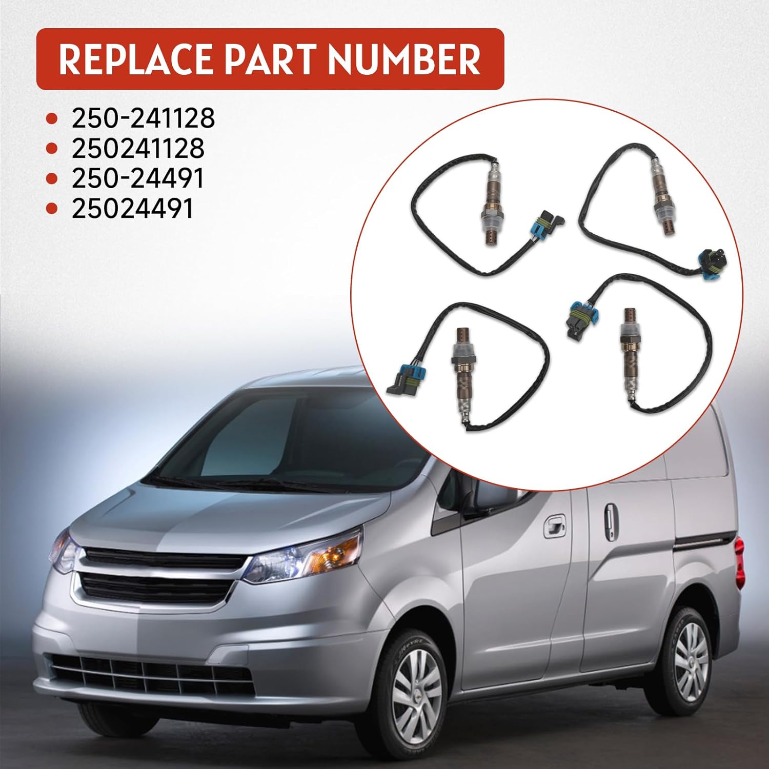 4Pcs Upstream and Downstream Oxygen O2 Sensor Compatible with Chevy Express 1500 2500 3500 GMC Savana 1500 2500 3500 Replace# 250-241128 250-24491