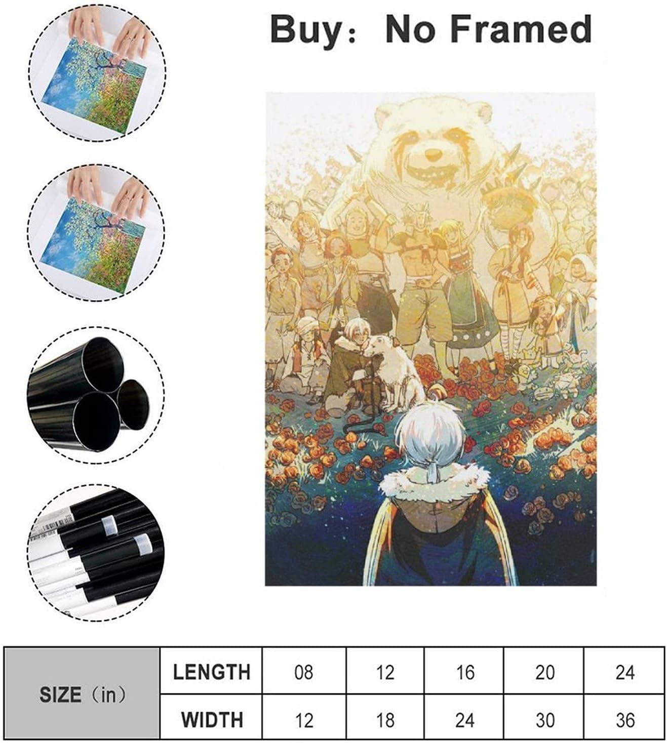 ZHANGNA To Your Eternity Anime Sweet Anime 3 Canvas Poster Bedroom Decor Office Room Decor Gift, Wall Art Decor Printing Paintings Living Room Bar Modern Decorative Poster 24x36inchs(60x90cm) image 2