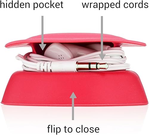 Miniatura 2 de Budley - Estuche para auricularesaudífonos sin enredos, sistema de almacenamiento compacto, de silicona (Rojo, Juego de 1)