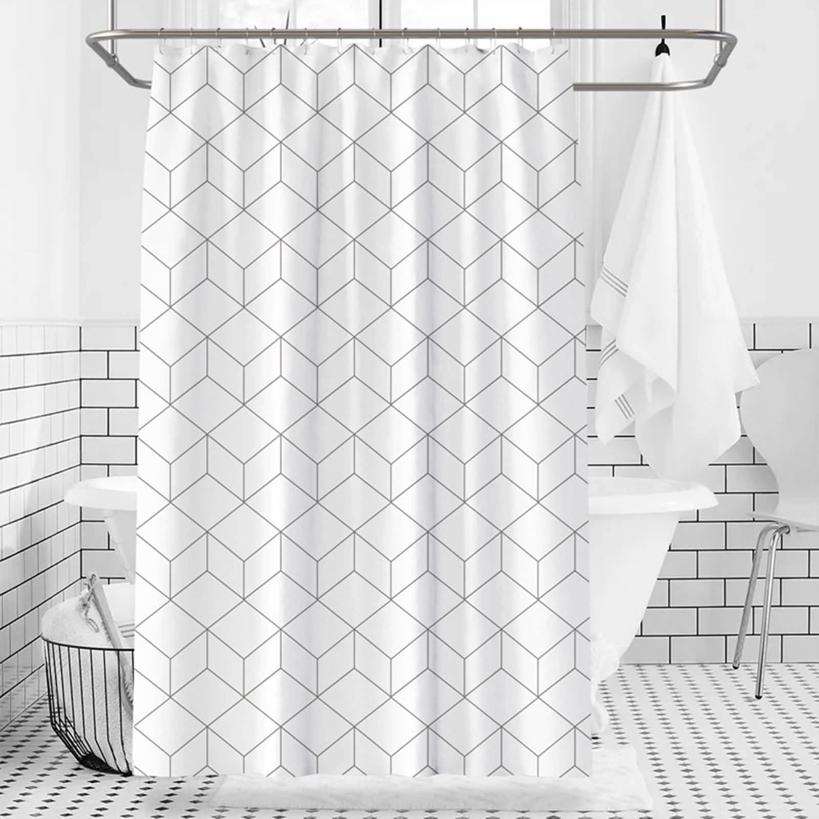 Tenda da doccia per vasca da bagno, impermeabile, in poliestere, motivo geometrico, con nome del paese, 150 x 180 cm