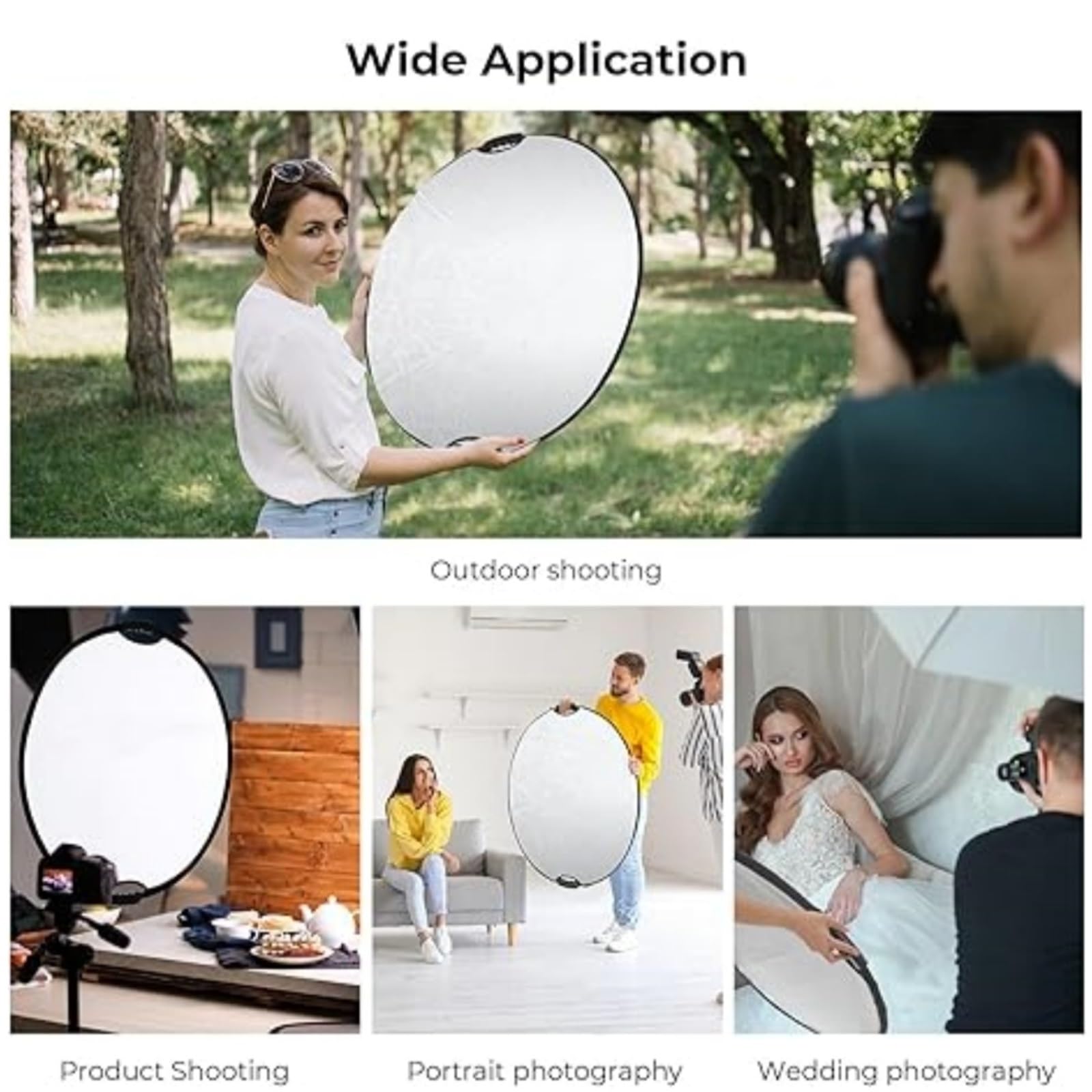 Réflecteur de lumière, Diffuseur réflecteur de Photographie 5 en 1, poignée Portable Pliable de 60/80 cm(60CM)