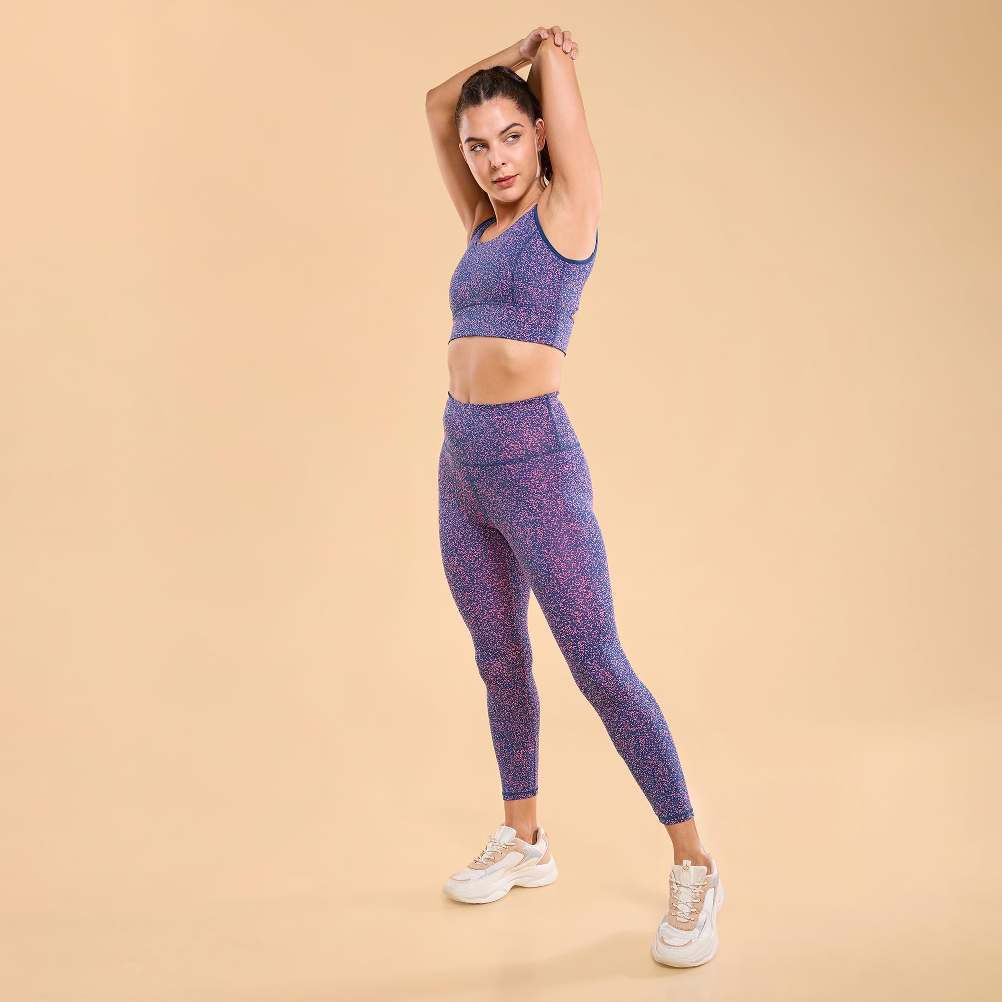 Enamor A607 Leggings de cintura alta hasta el tobillo, cintura elástica, estampados, ajustados, secado rápido, antimicrobianos