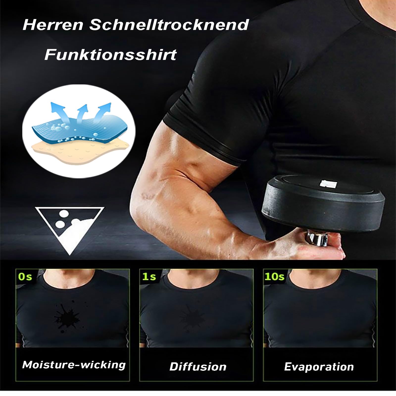 Camiseta Deportiva Hombre Manga Corta Secado Rápido Ropa Fútbol Correr Gimnasio Transpirable Cómoda