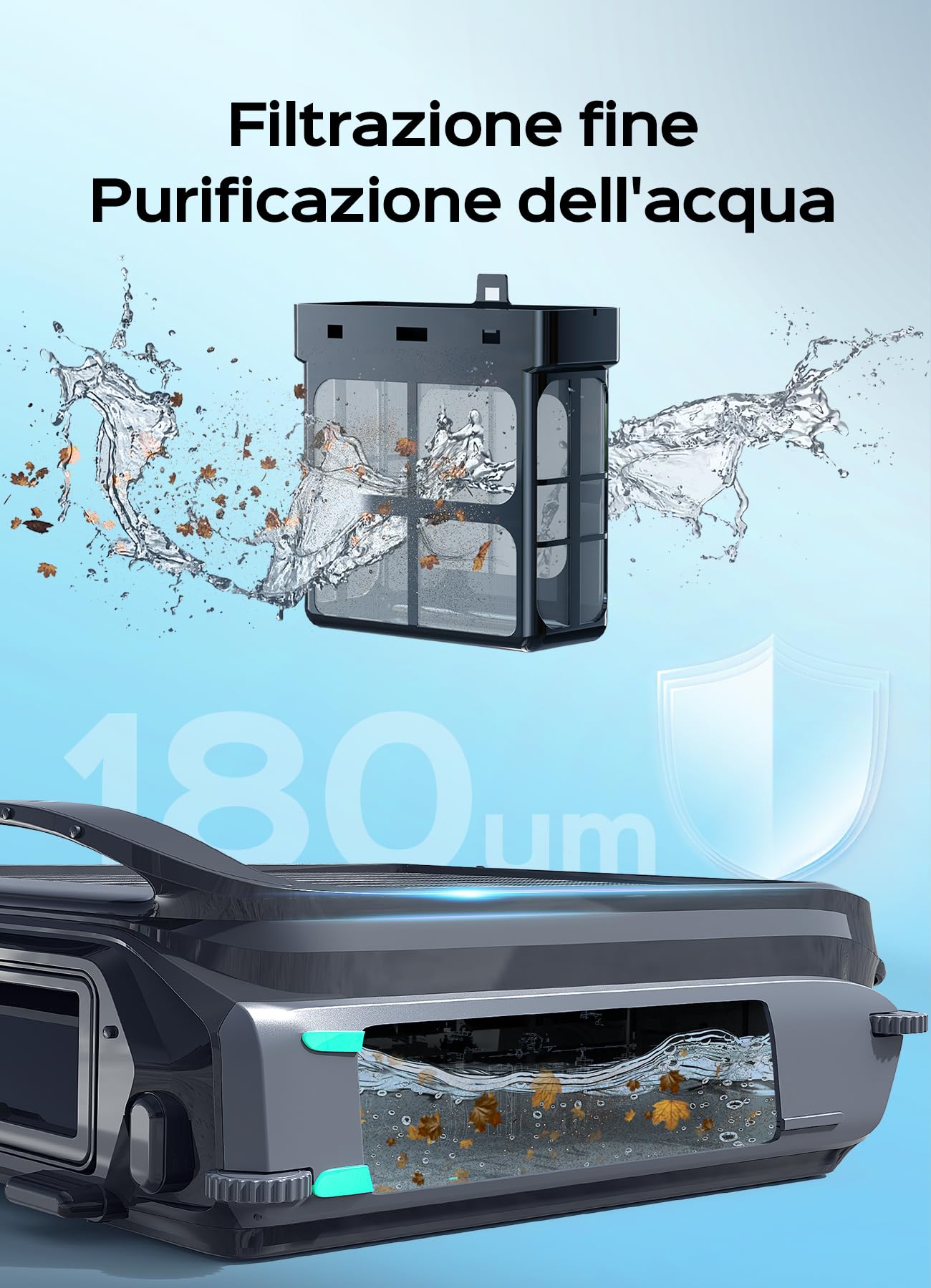WYBOT F1 Skimmer Piscina Fuori Terra Duale (Solare + Batteria), Pulisce La Superficie dell’Acqua, Controllo Tramite App, Funziona 24h, per Tutti I Tipi di Piscina-Robot Piscina Senza Fili,Verde Oliva