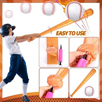 Inflatable Baseball Bat and Ball - 3Pcs Set: 2Pcs 40 Inch Bats & 1Pcs Beach Ball - Perfect for Beach Party Sports Game