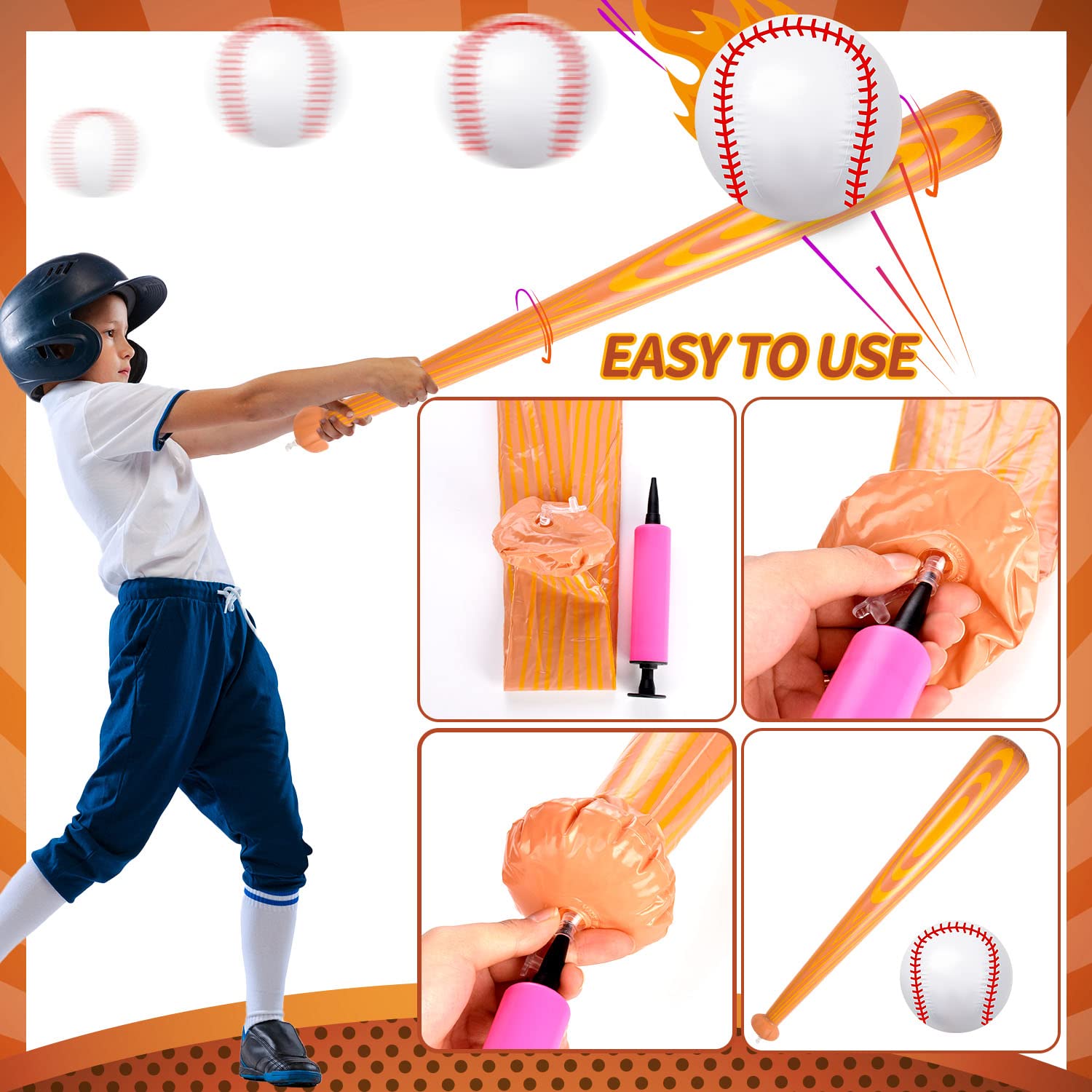 CIYODO Juego De Béisbol Inflable – Bate Y Pelota Gigante De Playa, Juguetes Hinchables Para Niños, Fáciles De Inflar Y Transportar, Ideales Para Fiestas