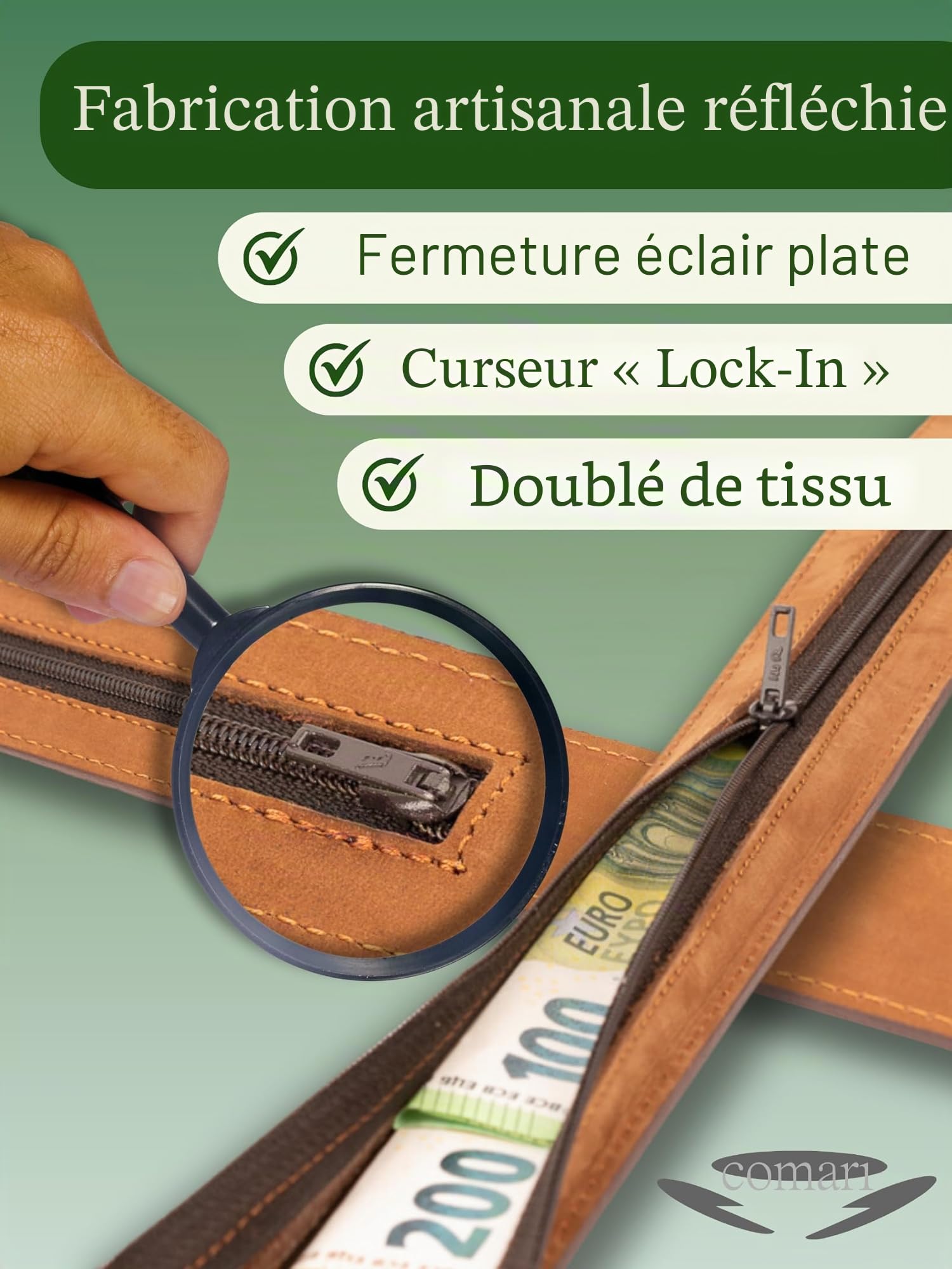 Ceinture de voyage en cuir de qualité supérieure pour homme avec compartiment secret