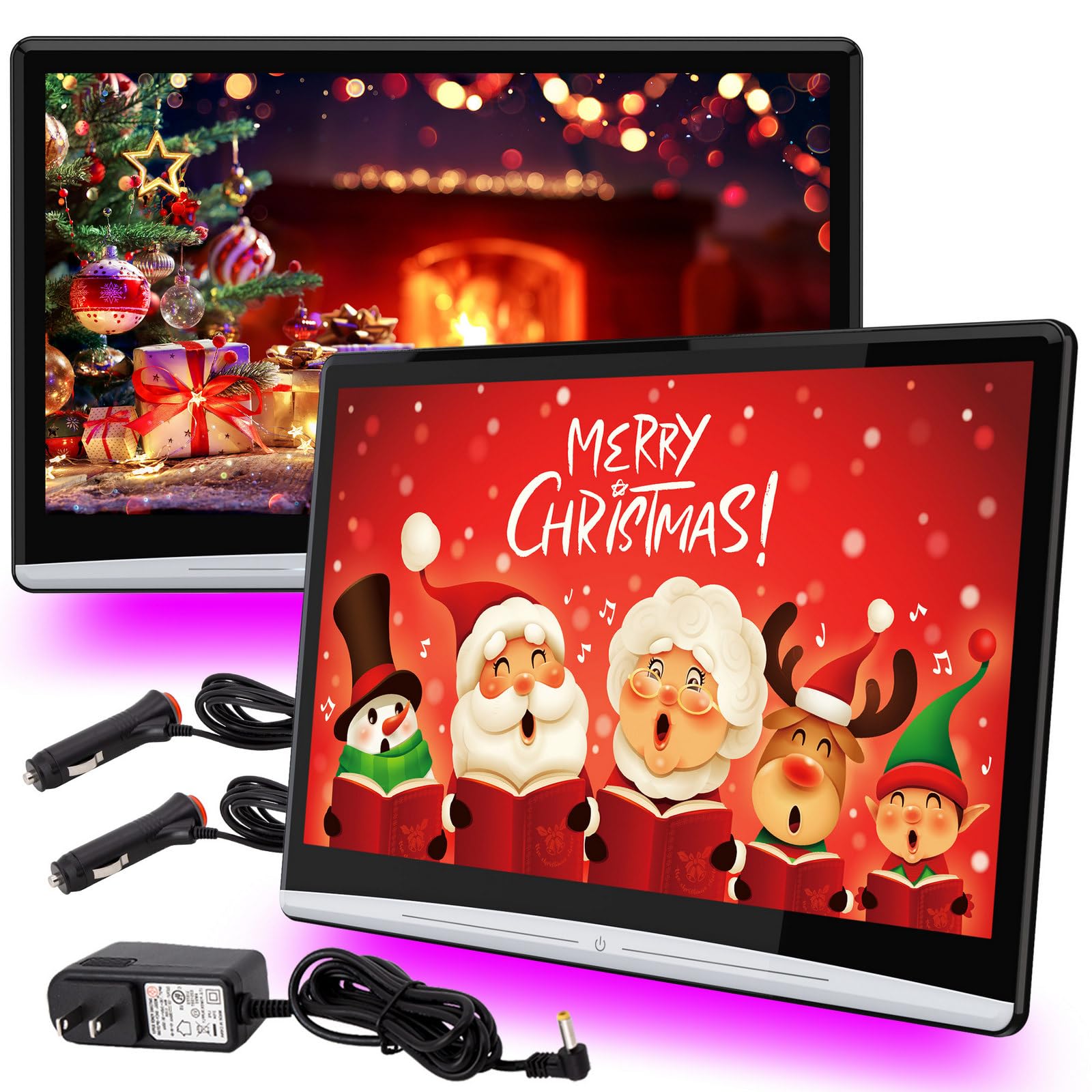 13.3 Inch 4K Android Dual Car Headrest Video Player,Rear Seat Car TV with 2.4G/5G WiFi, Car Headrest Screen Support Phone Wireless Connection Mirror Link, HDMI in+Out/Bluetooth/FM/USB 2G+32G