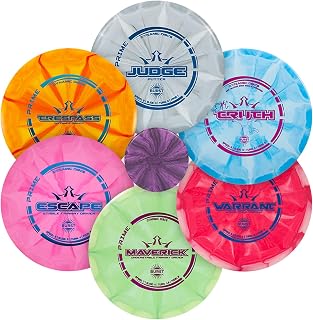 Dynamic Discs Prime Burst 6-Disc Beginner Disc Golf Set: Judge Putter, Truth & Warrant Midranges, Escape & Maverick Fairways, Trespass Driver + Mini (170-176g)