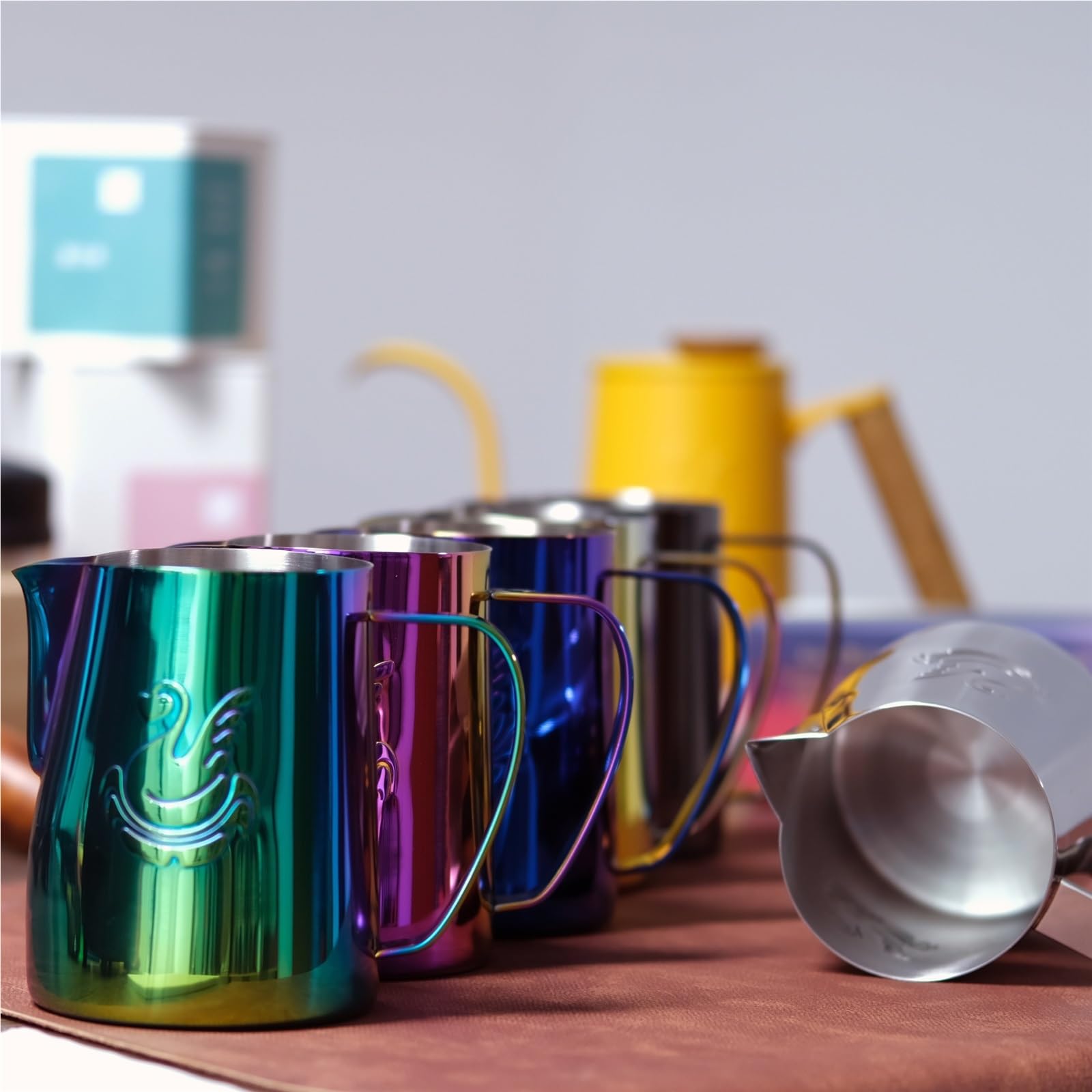 Milchkännchen Kaffeezubereitung, Tasse, Milchkännchen, Kaffee-Latte-Art-Tasse, Aufschäumkrug, Tasse, Milchaufschäumkrug, Kaffeezubehör(Gold,400ml)