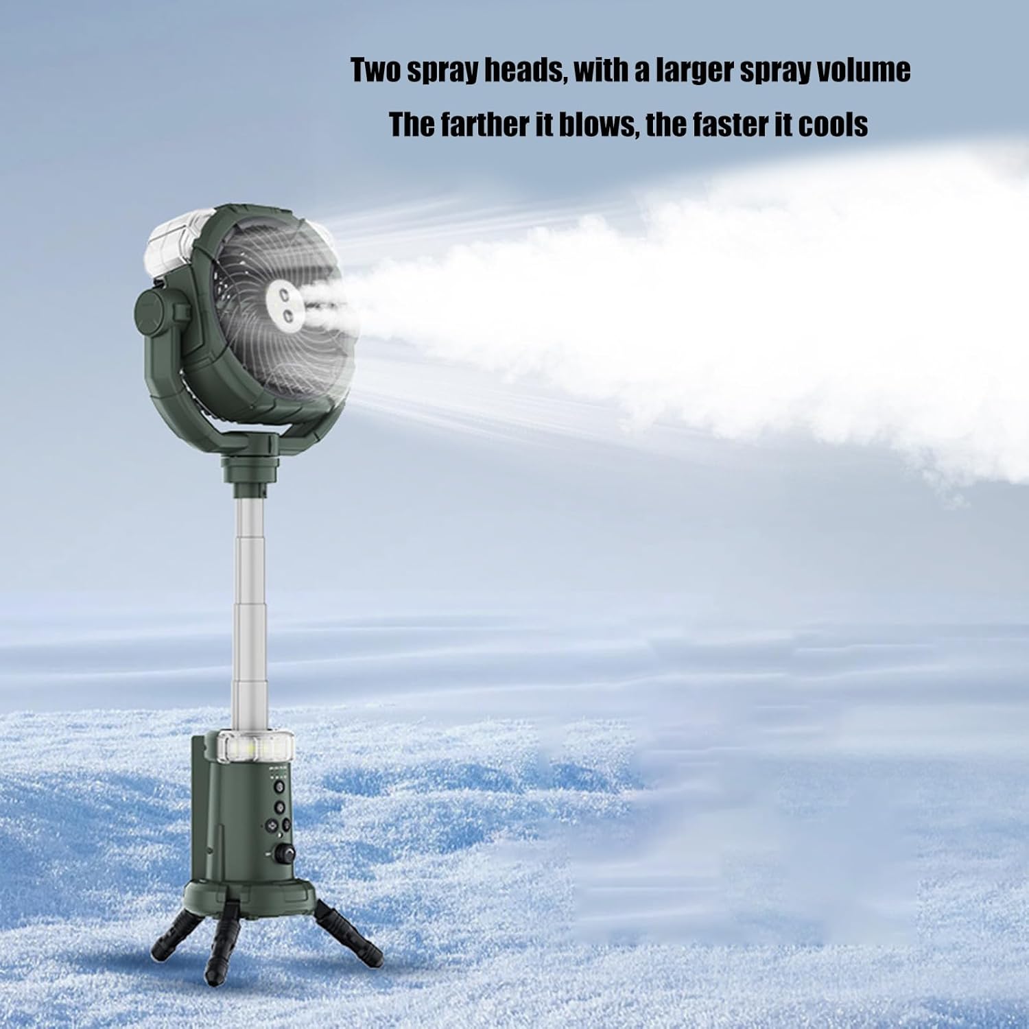 Height Adjustable Rechargeable Floor Fan for Camping 20000mAh Battery Operated Mists Sprays Oscillating Cooling Fan Outdoor Tent Fan with Remote Hook