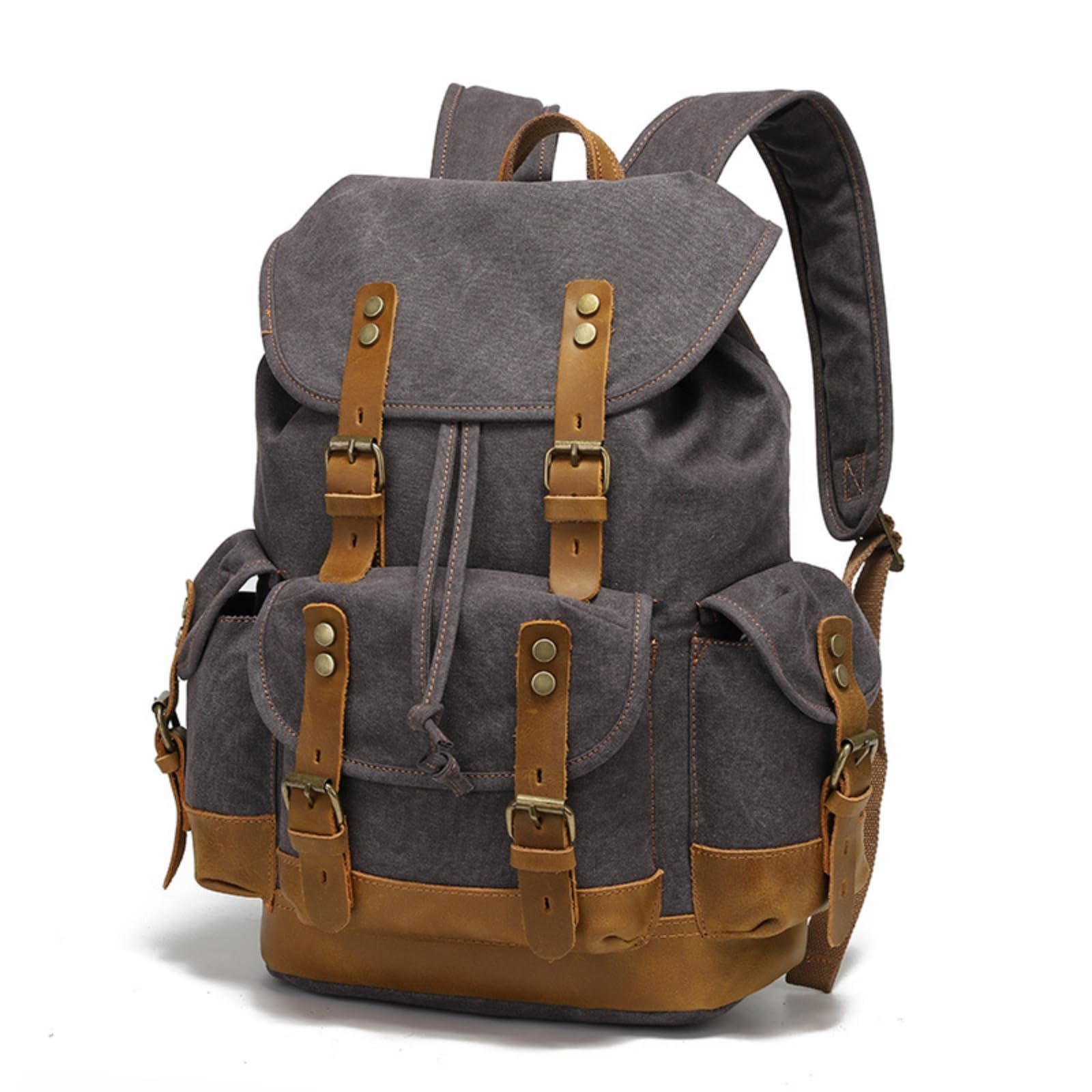 Zaino in Tela Vintage Zaino con Tasche Esterne Robusto Borsa per il Tempo Libero Libero, Array, Grigio