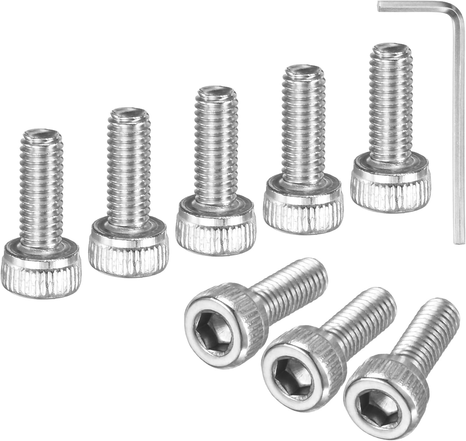 60-Pack M3 x 8mm Socket Head Cap Screws, 304 Stainless Steel Hex Machine Bolts, Allen Socket Drive Screw with Hex Wrench for Repair/DIY, Fully Threaded Fasteners Kit [Silver]