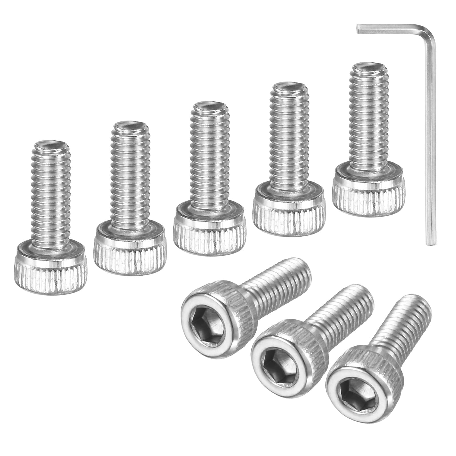 60-Pack M3 x 8mm Socket Head Cap Screws, 304 Stainless Steel Hex Machine Bolts, Allen Socket Drive Screw with Hex Wrench for Repair/DIY, Fully Threaded Fasteners Kit [Silver]