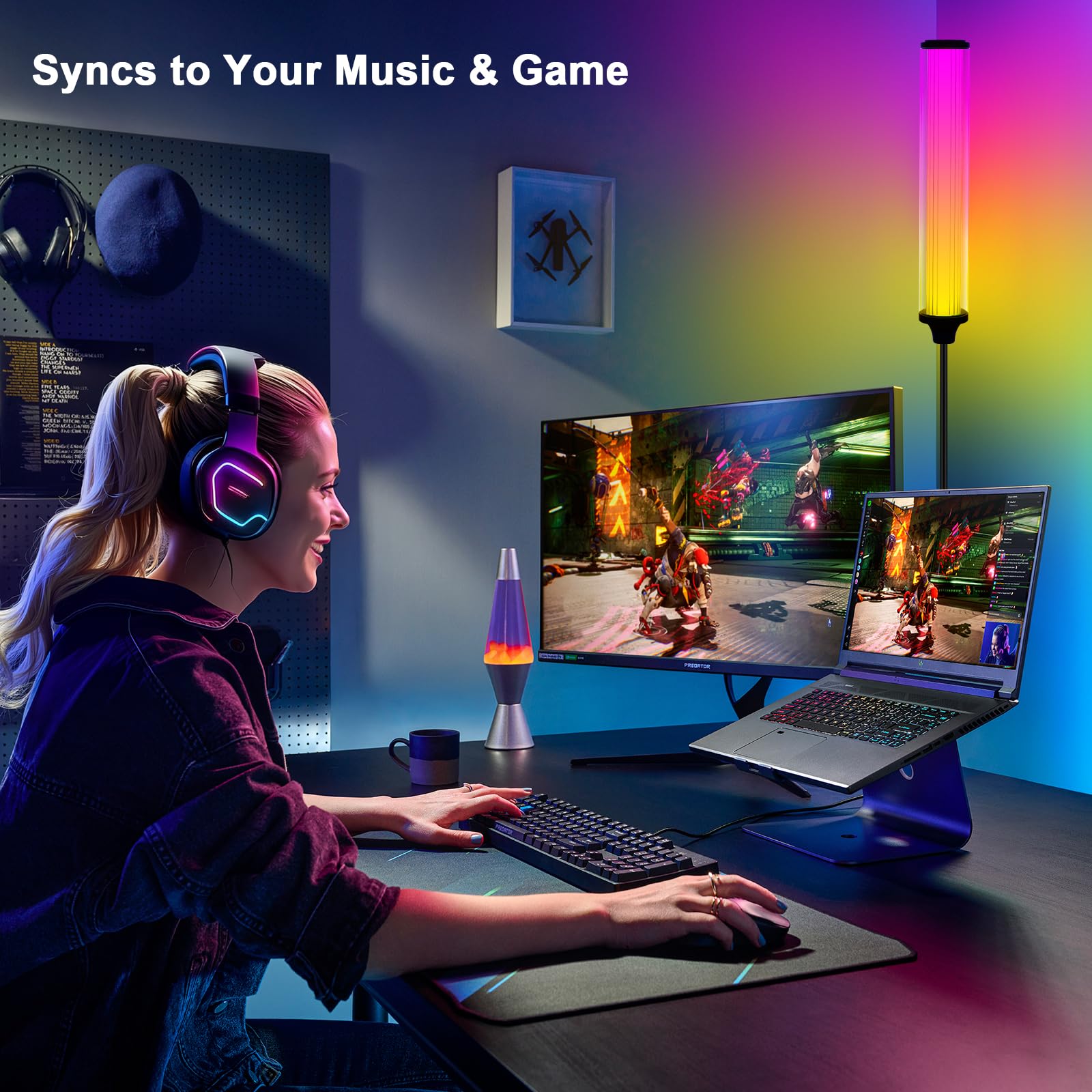 FRIDEKO HOME Lámpara de pie para salón inteligente RGB para sala de estar y decoración de juegos, lámpara de pie con aplicación y mando a distancia, lámpara de esquina alta para dormitorio