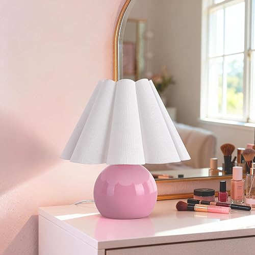 Miniatura 13 de Lámpara de mesa pequeña azul claro para mesita de noche del dormitorio, lindas lámparas de dormitorio para mesita de noche, lindas mini lámparas de