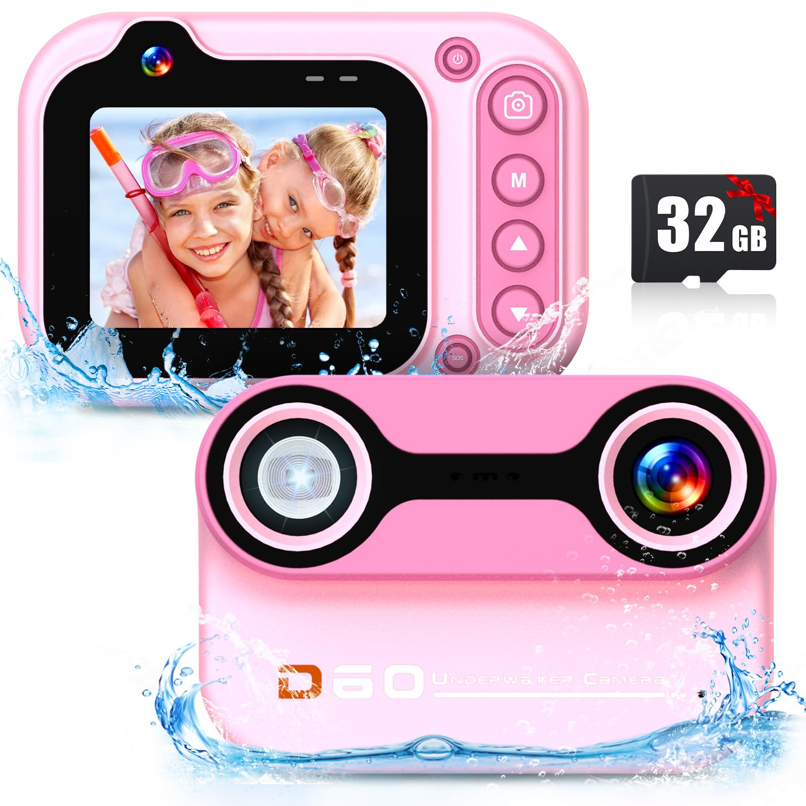 Kids Waterproof Camera 1080P HD 26MP Digital Camera Underwater Camera 10FT /3M, 10X Digital Zoom Children Waterproof for Kids Boys Girls Snorkeling,