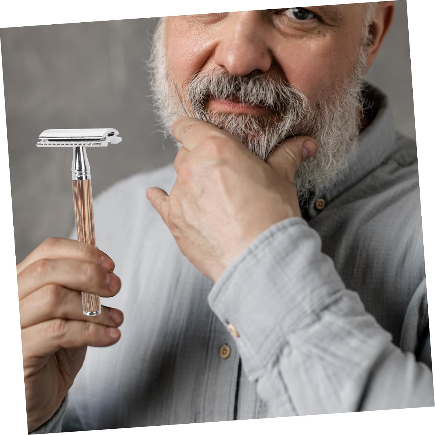 Healifty Vintage Double Sided Manual Razor with Handle Safety Beard Shaving Tool for Men Smooth and Stable Grip for Home and Barber Use Father Day and Holidays