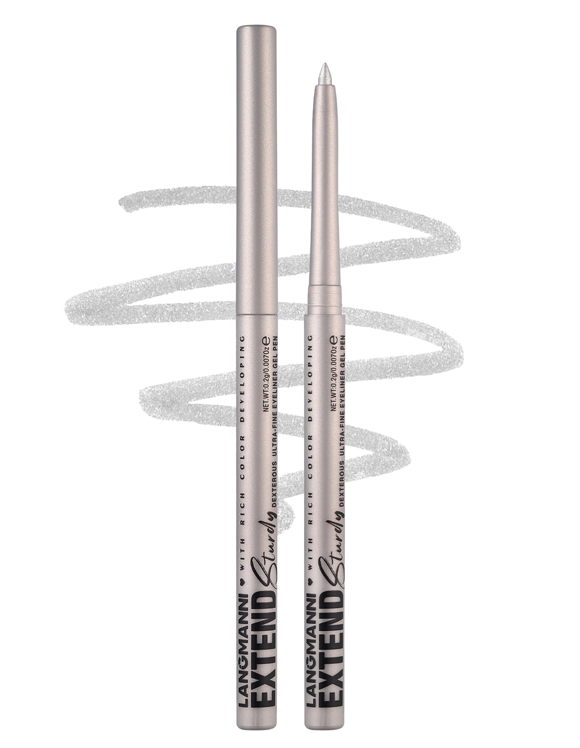 Erinde Silber Eyeliner Wasserfest, Long Lasting & Waterproof Eye Liner Pen, Matt Silver Drehstift Kajalstift, Creamy Llidstrich Stift