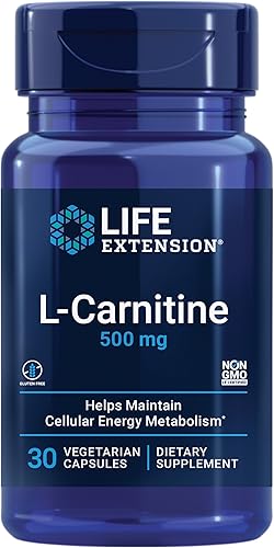 Life Extension L-Carnitina 500 mg - L-Carnitina tartrato Aminoácido píldoras para memoria producción de energía y aumento del metabolismo sin OMG