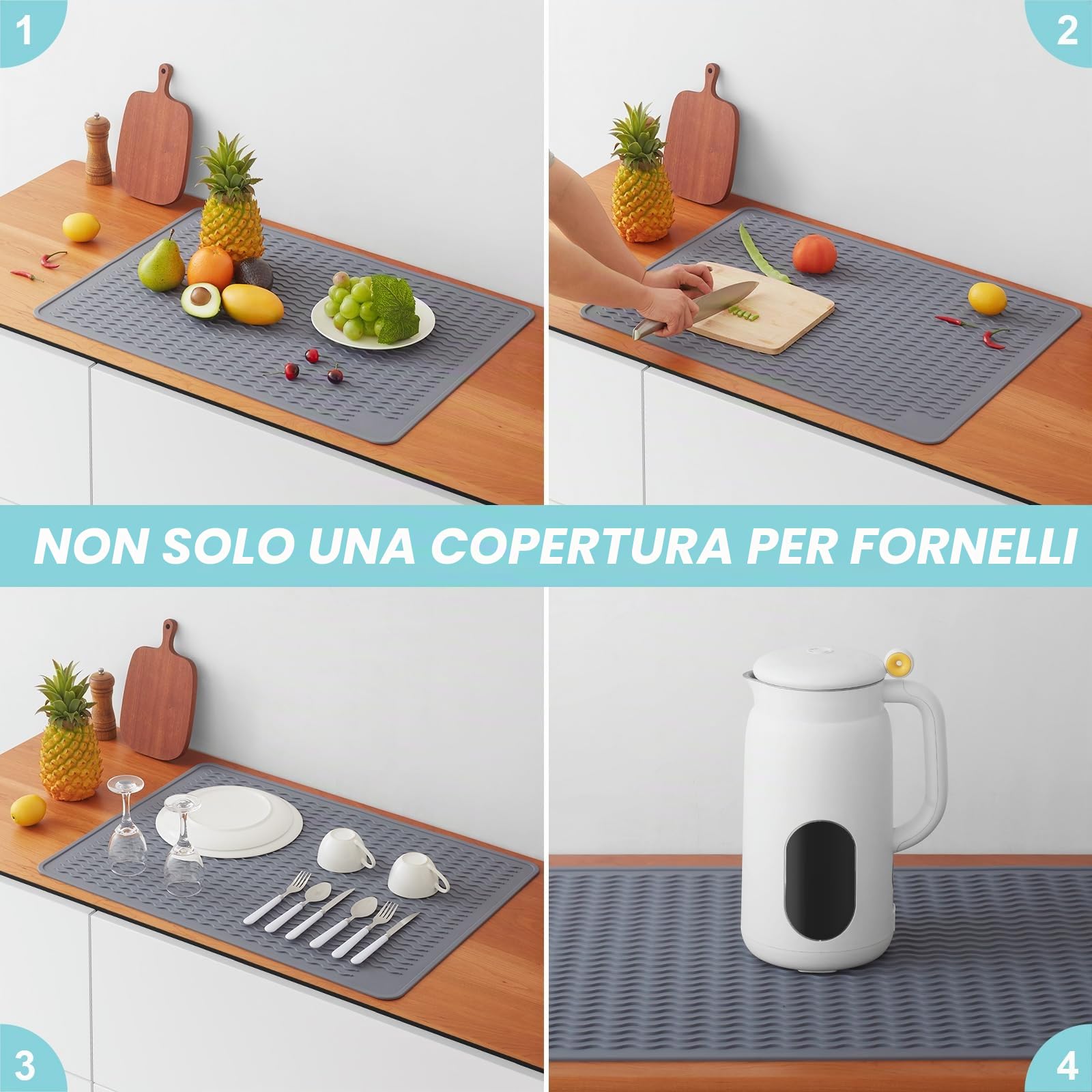 Copri Piano Cottura Induzione 71 x 51 cm, Coperchio per piano di cottura in silicone per fornelli elettrici, resistente al calore tappetino in silicone per piano cottura