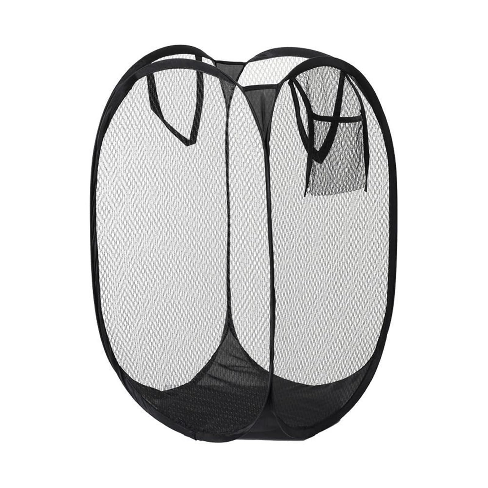 Fabric laundry hamper Mesh Laundry Basket Portable Clothes Hamper Ventilated Foldable Storage Bathroom for Family(Black L)
