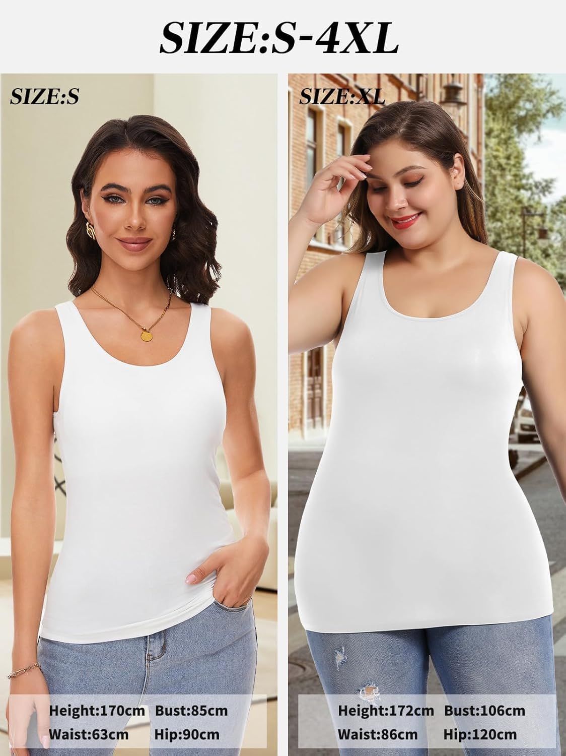 Tank Top with Built in Bra Cup for Women Casual Wide Strap Sleevless Layer Camisole Yoga Top Pack S-3XL - Image 4