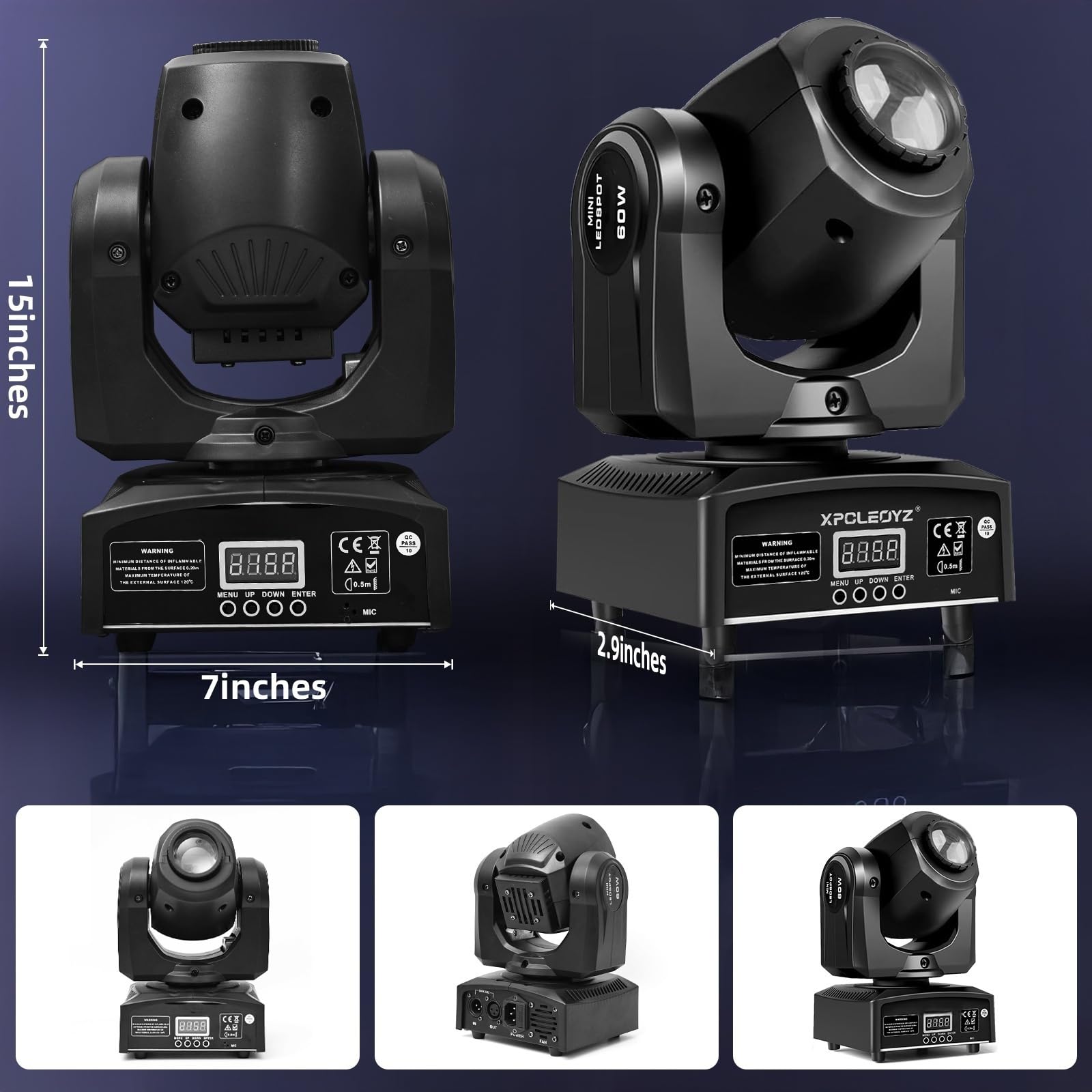 2 Stück Mini 60W Moving Head LED Bühnenlicht Beam, RGBW LED Partylichter DMX512 9/11CH Soundsteuerung für Disco DJ Party Clubs