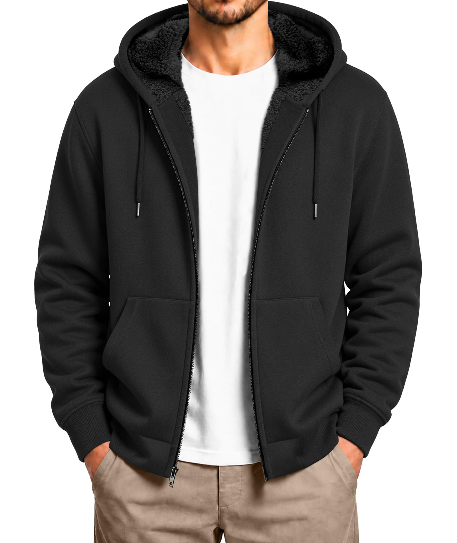 Hoodies for Men Zip Up Heavyweight Fleece Sweatshirt Thick Jacket
