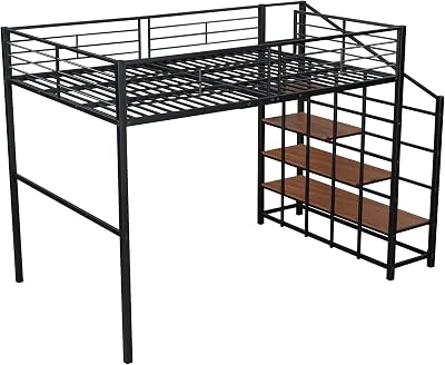 Lit mezzanine 90 x 200 cm avec bureau, armoir de rangement et tableau