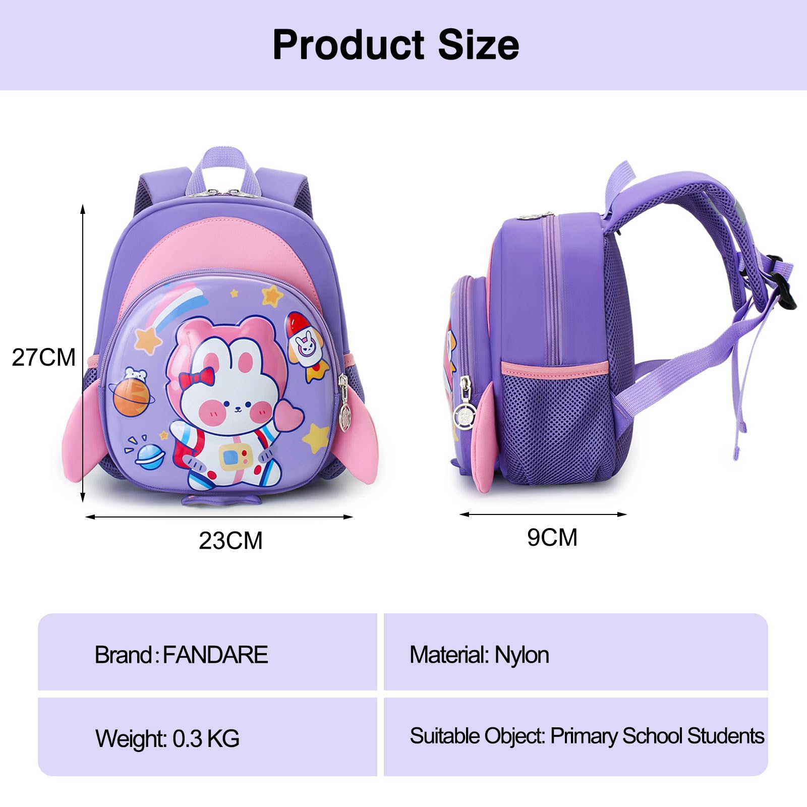 FANDARE Mochilas Infantiles Ultraligero Mochilas Escolares con Arnés Anti-Perdido Mochilas Infantil Mochilas Tipo Casual Niñas para Estudiante Guardería Preescolar Primaria Mochila Azul Claro