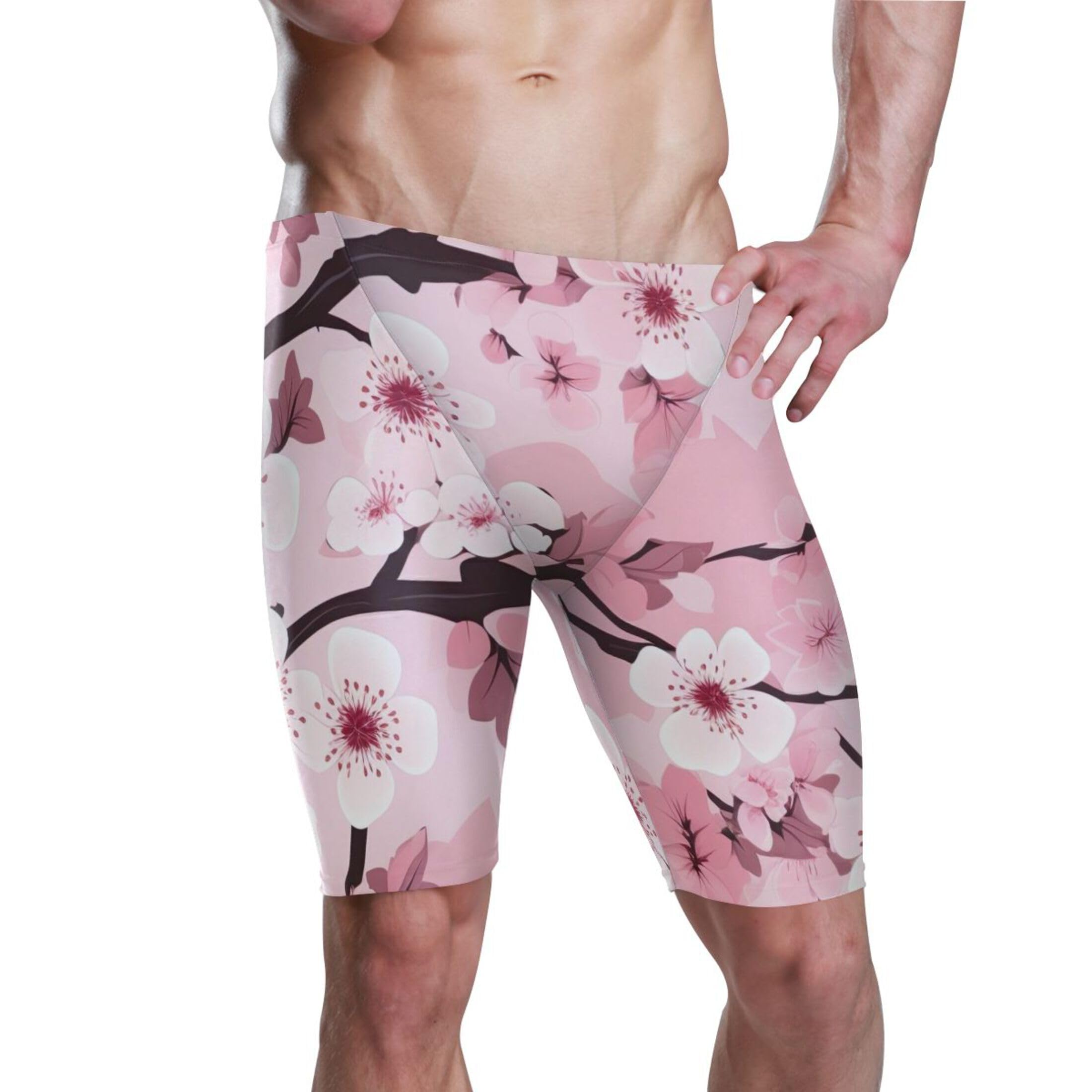 UMIRIKO Pink Cherry Blossoms Swim Jammers Swimsuit for Men XXL B0401902