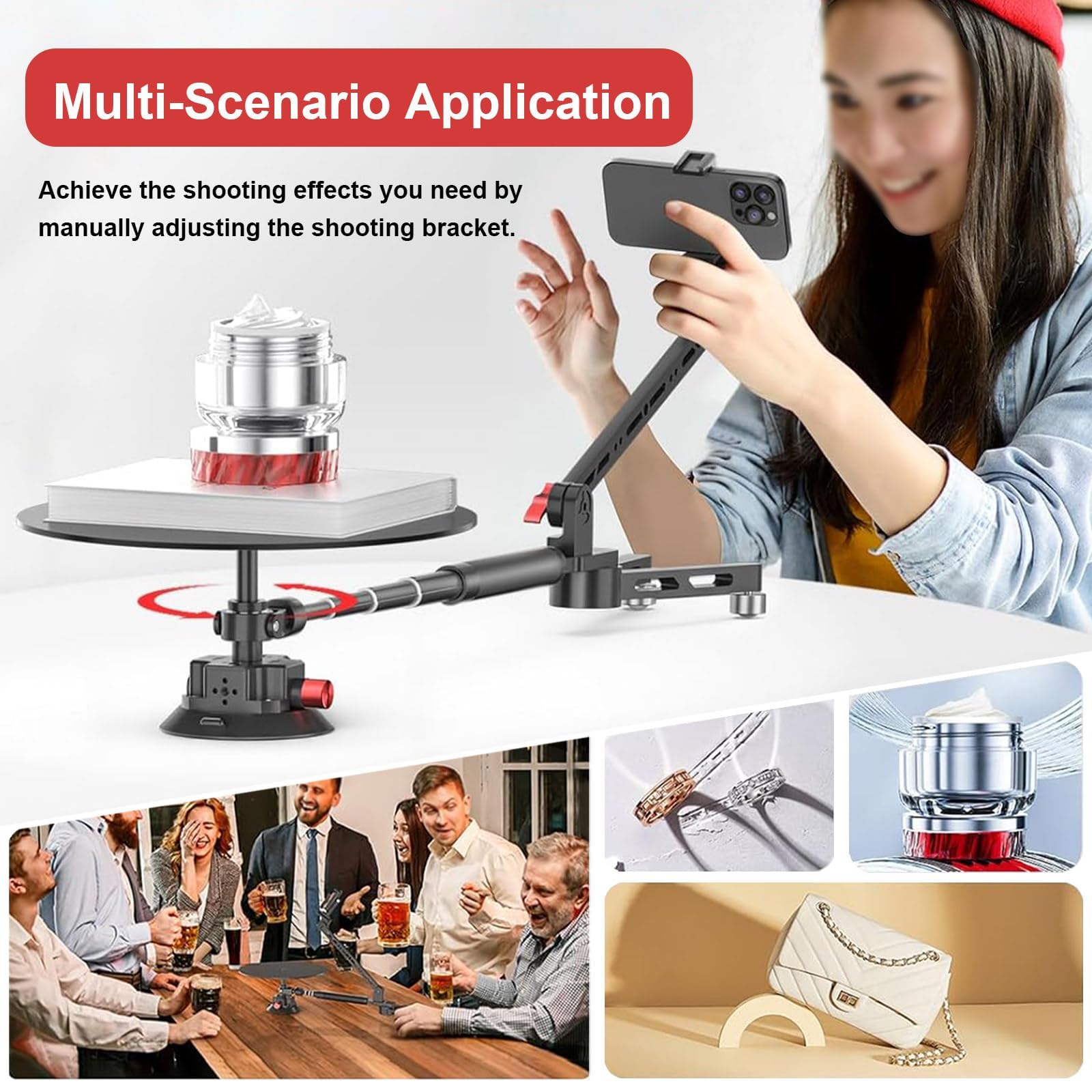Piattaforma di Rotazione Video Portatili a 360 ° Fotografia, Angolo di tiro Regolabile, Cabina Fotografica per la Fotografia/Produzione di Video per la Fotografia, Il tiro al Prodotto