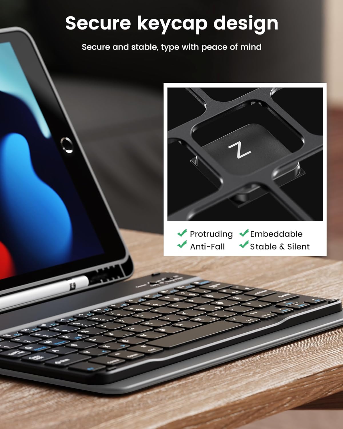 INFILAND for iPad 9th Generation Case with Keyboard 10.2 Inch iPad 9th/8th/7th Gen, Folio Cover with Pencil Holder, Slim Protective Detachable Keyboard Case for Apple iPad (Midnight Green)