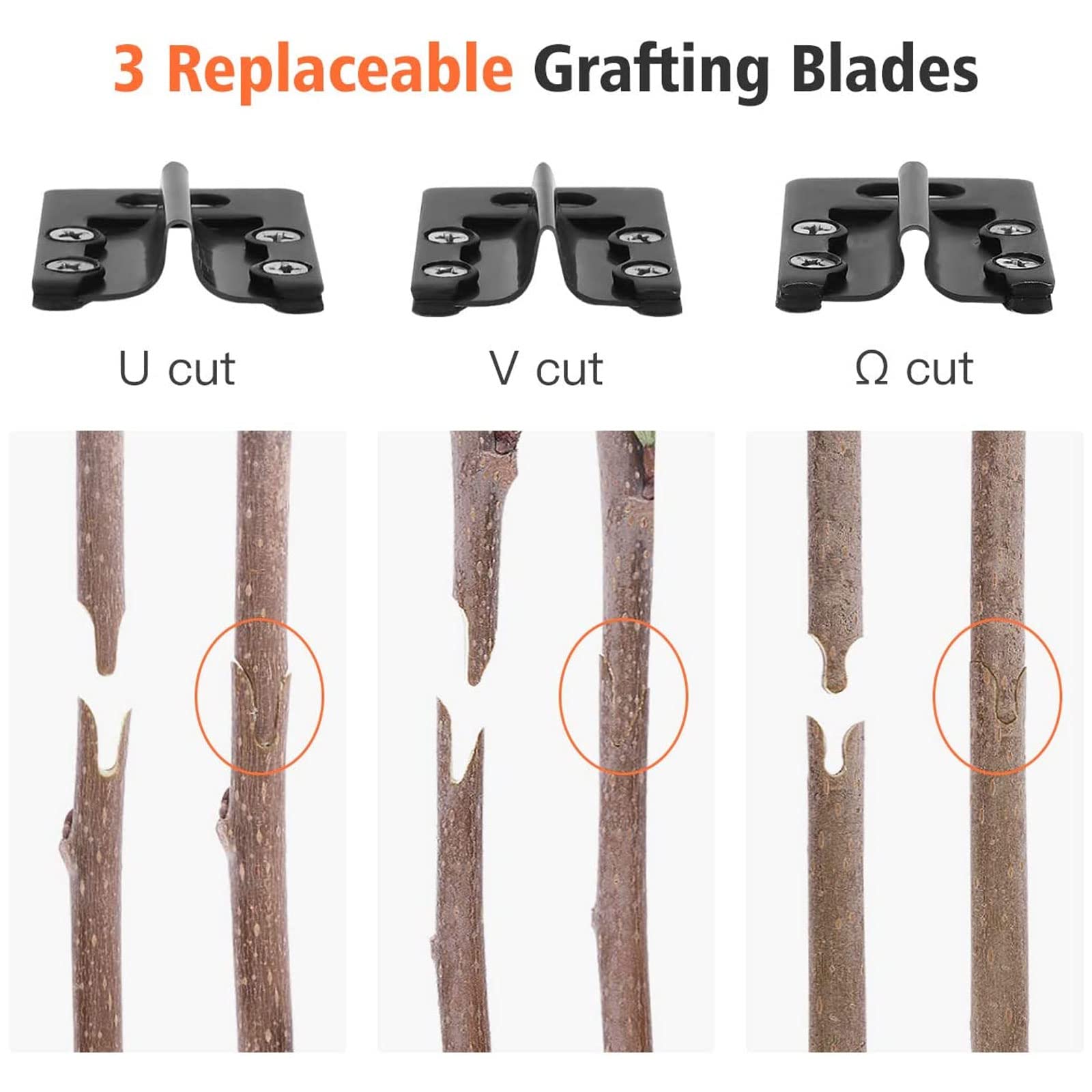 Forbici Innesto Professionale, Giardino Innesto Kit di Attrezzi per Efficiente Potatura e Innesto, con Nastri per Innesto e Lame di Ricambio, per Alberi da Frutto/Pianta/Ramo, Garden Grafting Tool