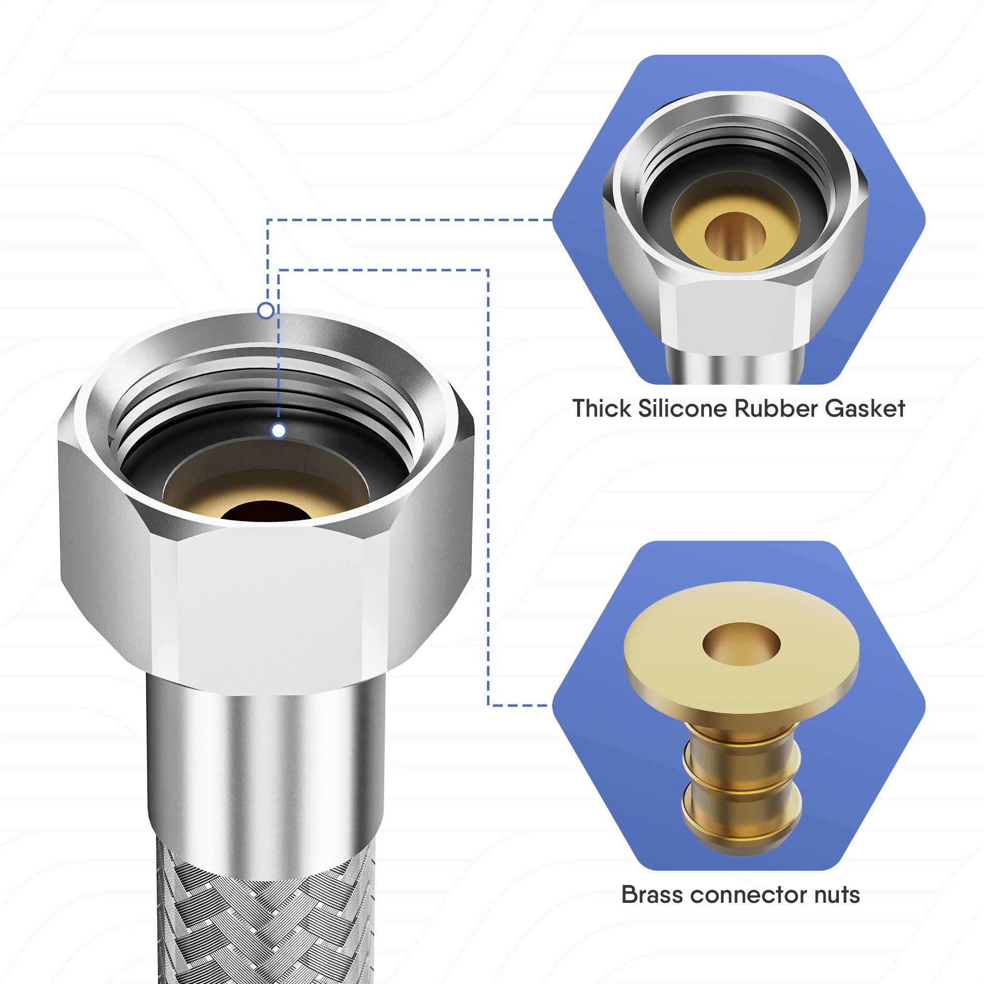 Tuyau Flexible Atco 3/8 FE X 3/8 FI - Raccordement Sanitaire Inoxydable EPDM DN8 - Plusieurs Longueurs Disponibles