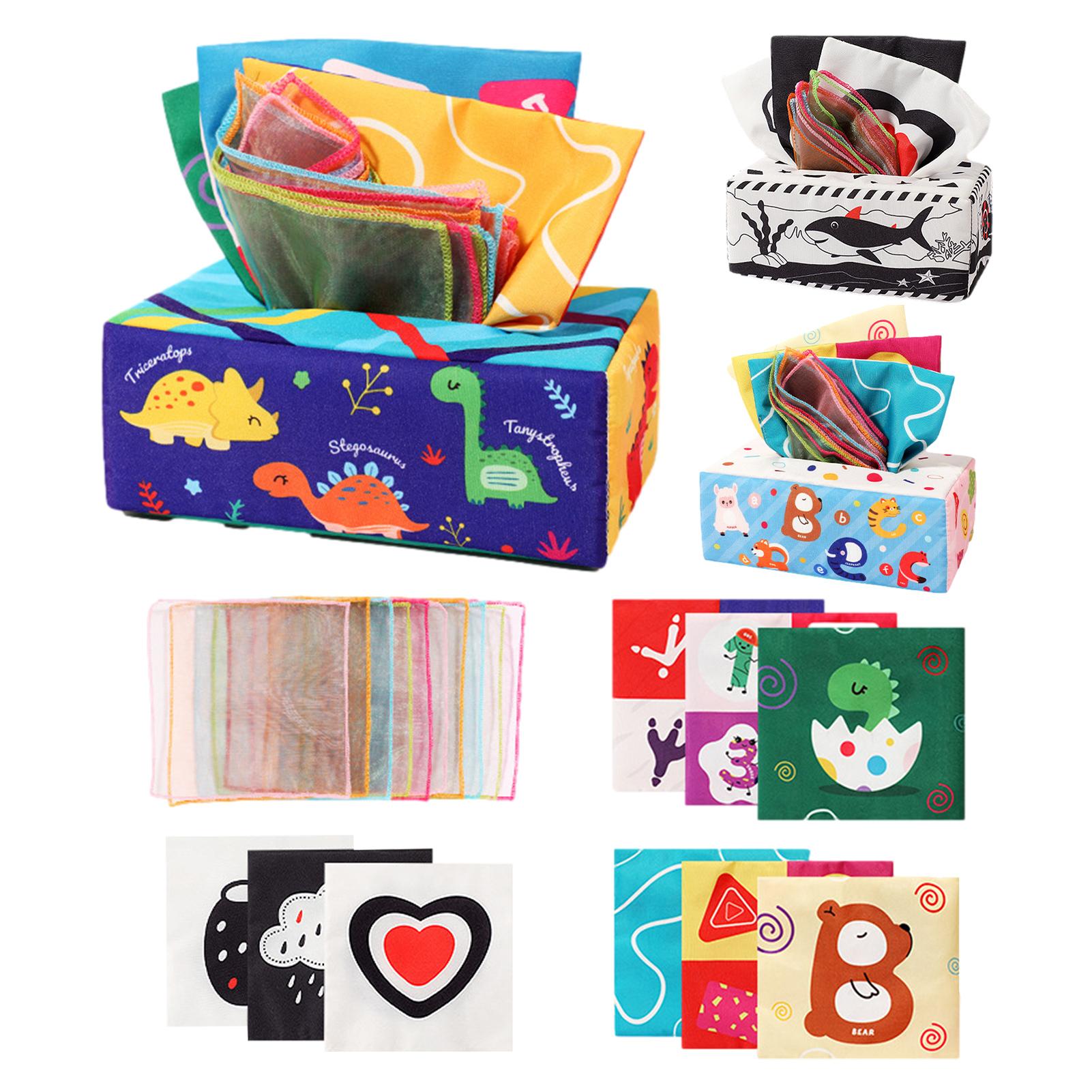 Hahaland Jouet Bebe 6 Mois Mouchoirs Papier Boite, Jouet Sensoriels Montessori Papiers Froisses Et Boite A Tissus Cadeau Pour Bebe 3 6 9 Mois