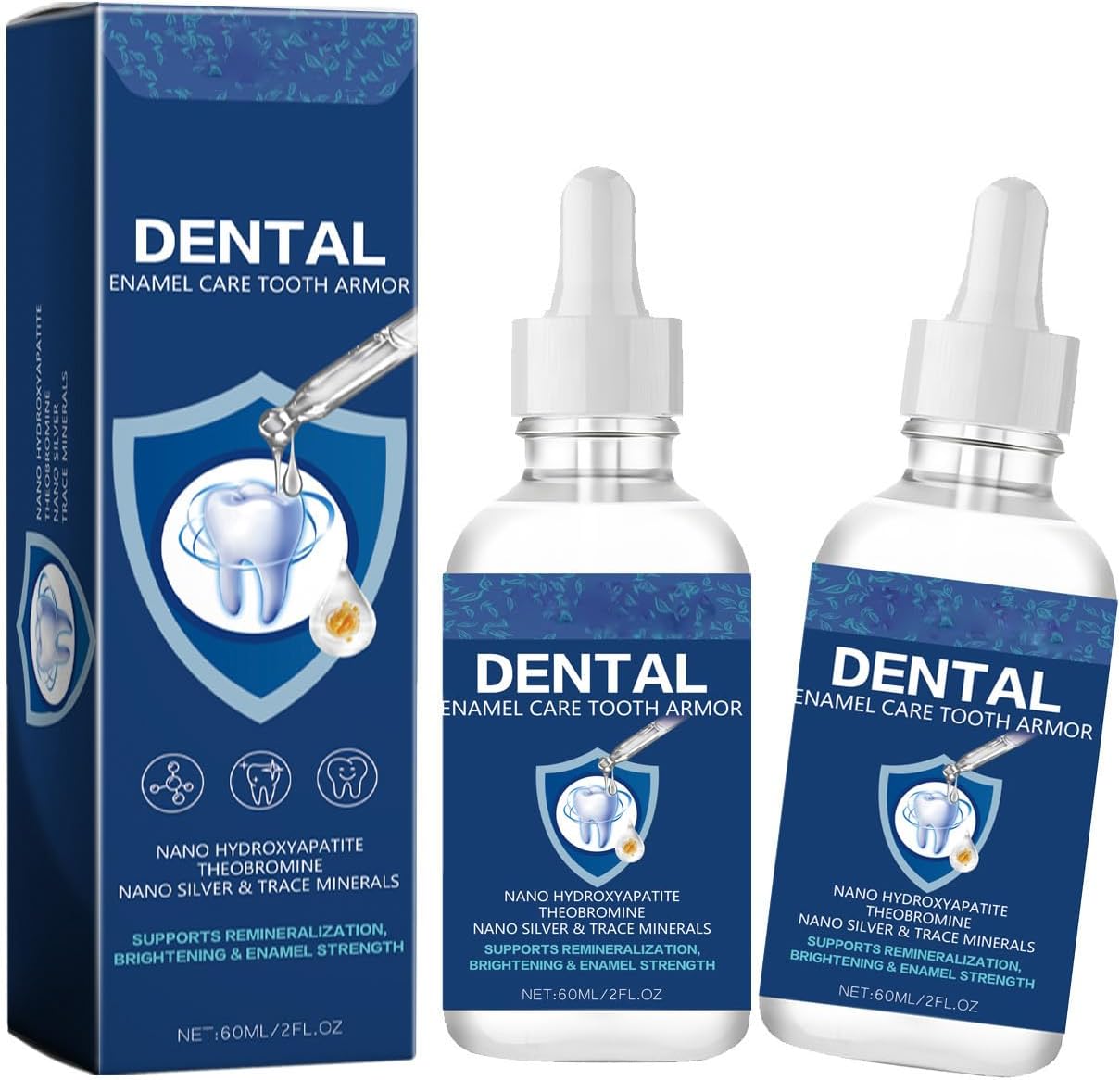Cavity Healing Tooth Armor,Hydroxyapatite Enamel Strengthening Formula for Daily Oral Care Transparent Teeth Protectant | 2-Pack
