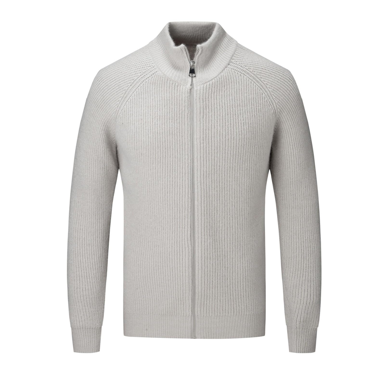 Jersey Hombre Invierno SuéTer Manga Larga Suéter Cardigan de Hombre con Cremallera Completa, Mangas Raglán y Cuello Reverso, Estilo Casual