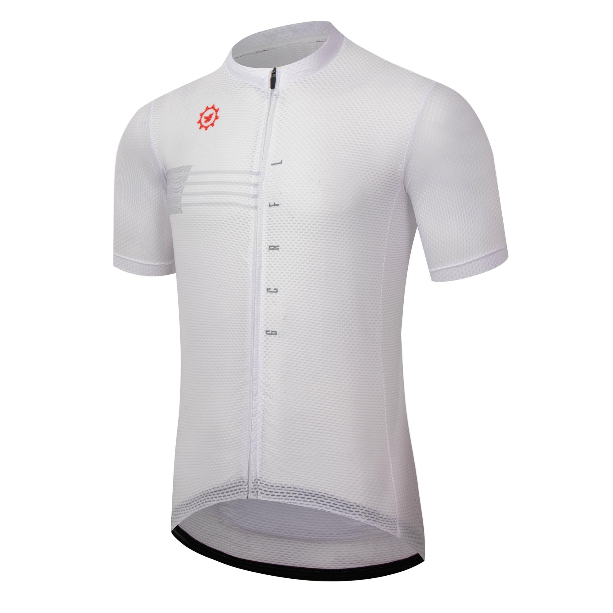 GCRFL Men's Cycling Jersey with 3+1 Zipper Pockets Short Sleeves Biking Bike Jersey Cycling Shirt Breathable Mesh Fabric (220, M) White