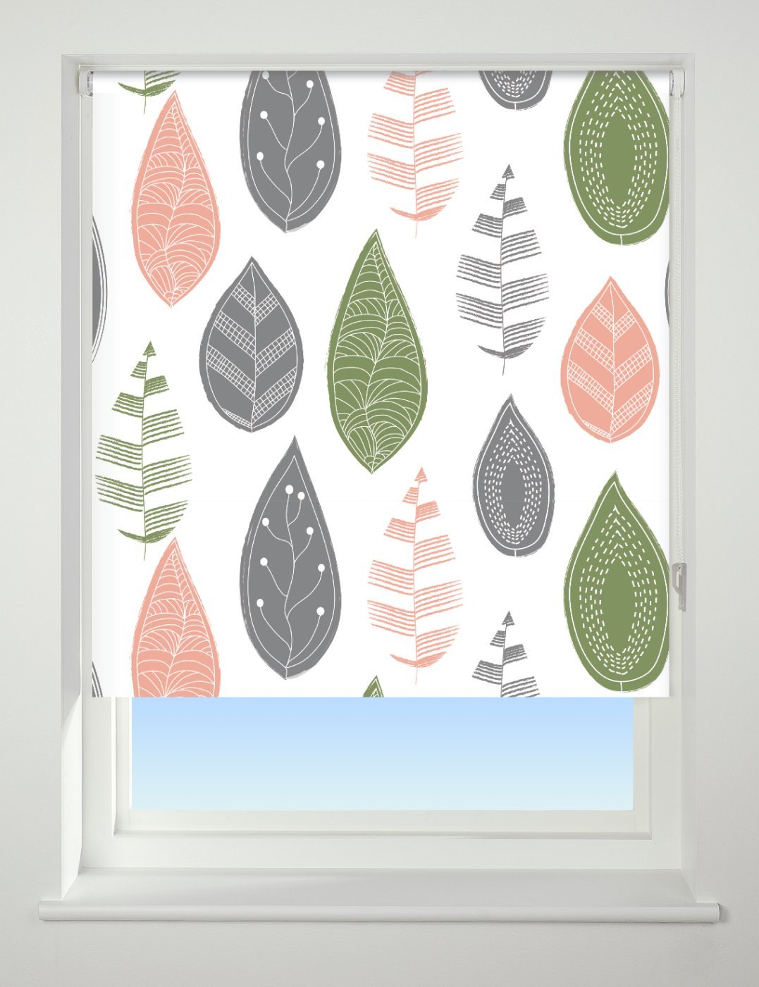 UNIVERSALLeaf Patterned Thermal Blackout Roller Blind, Multi, W120cm