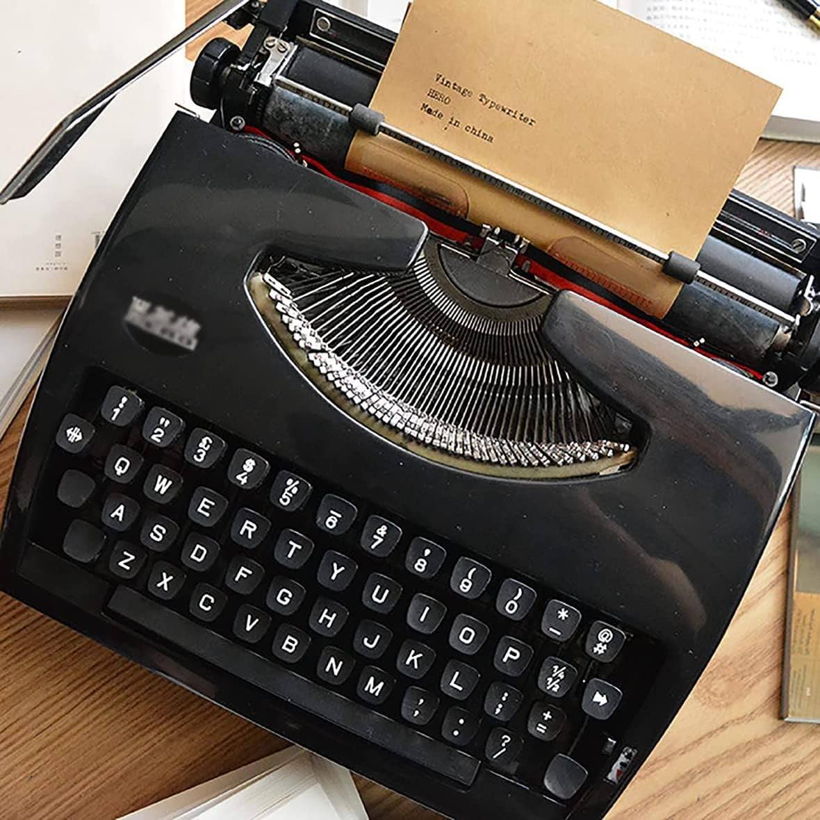 Vintage Schreibmaschine Modell,Elektrische Schreibmaschine mit Korrektur,Tragbare Retro manuelle Schreibmaschine,für Notizen oder Briefe oder kreatives Schreiben,literarisches,Black