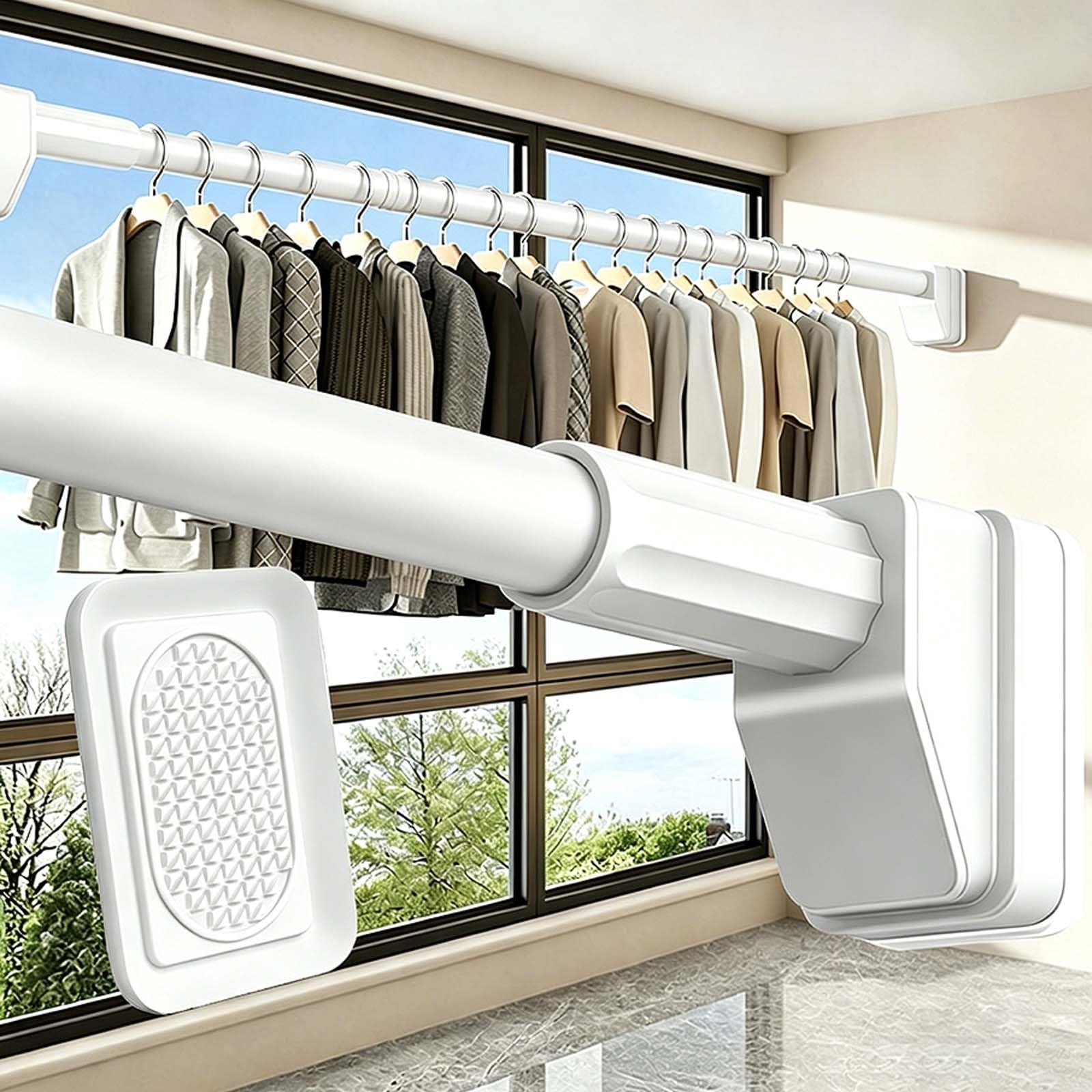 Tringle à Rideau de Douche Sans Perçage 40-500cm Tringle de Rideau de Douche Réglable Tringle Télescopique Inox Extensible Barre Rideau Douche Antidérapant pour Penderies