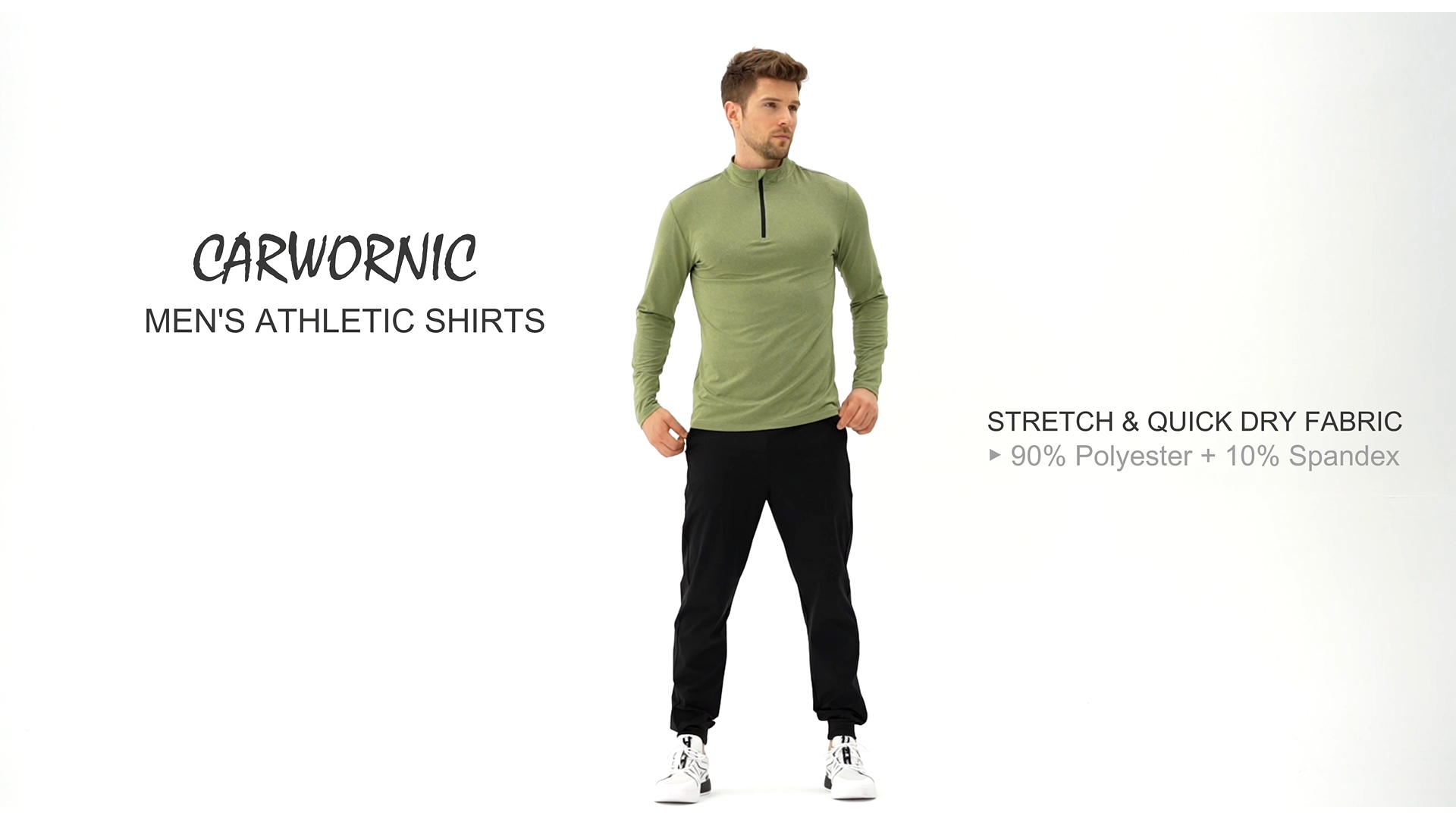 CARWORNIC Men's Long Sleeve Athletic Shirts Quarter Zip Pullover